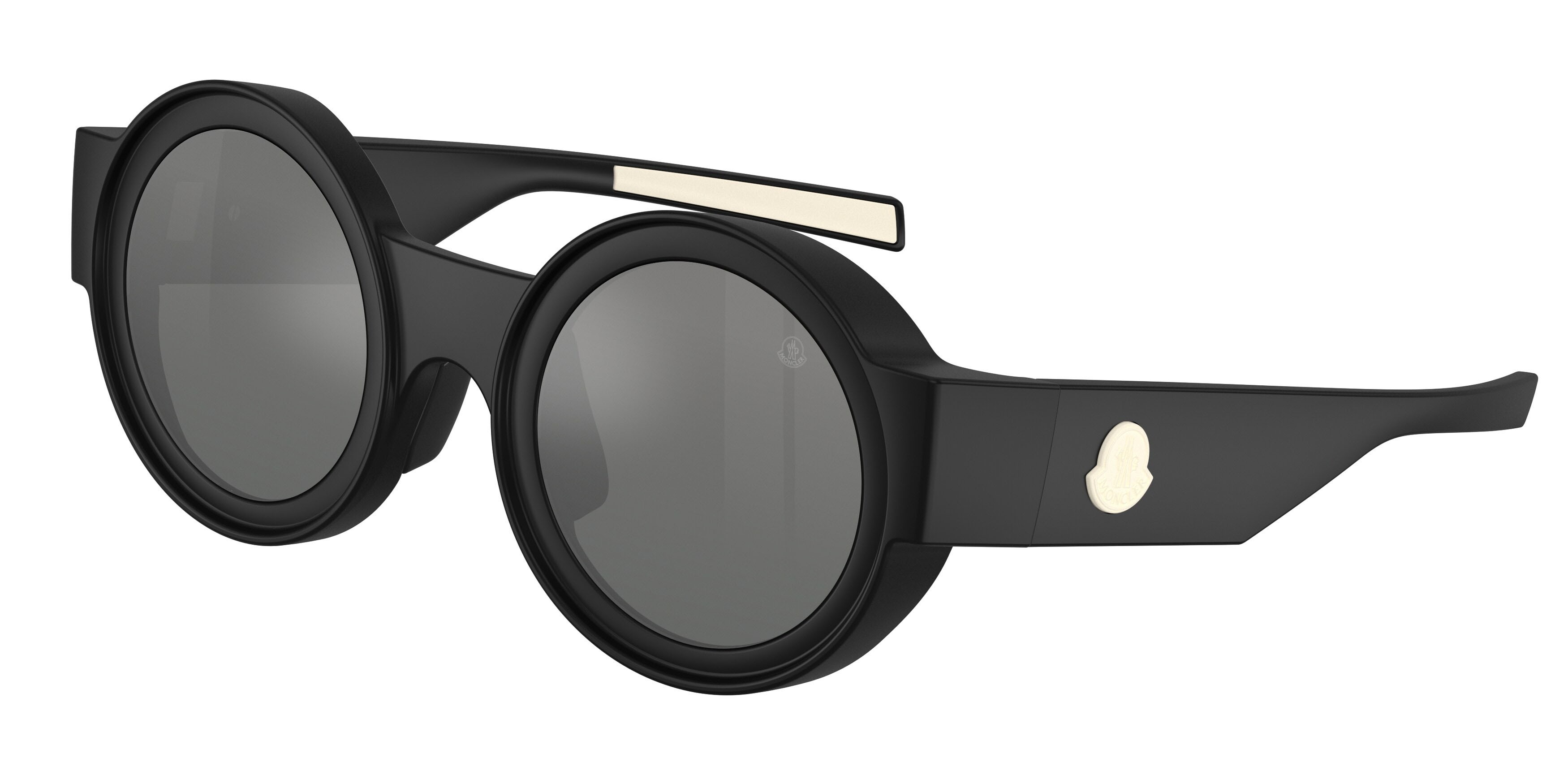Occhiali da sole Moncler Modus ME 8020U (500688) colore nero opaco forma ovale lenti grigio sfumato argento a specchio