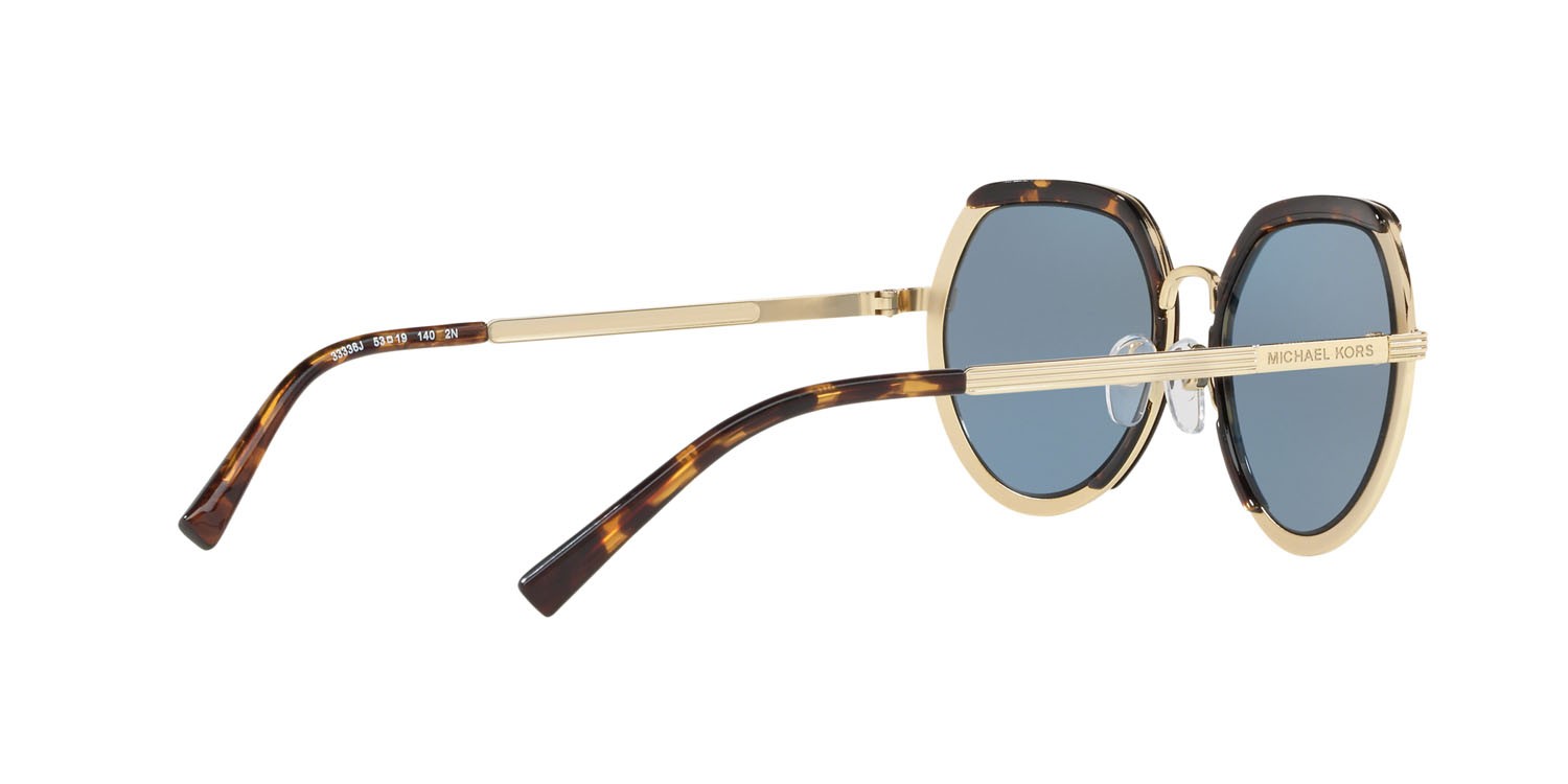 Sonnenbrillen Michael Kors Ibiza MK 1034 (33336J) farbe oro chiaro form unregelmäßig gläser turchese a specchio