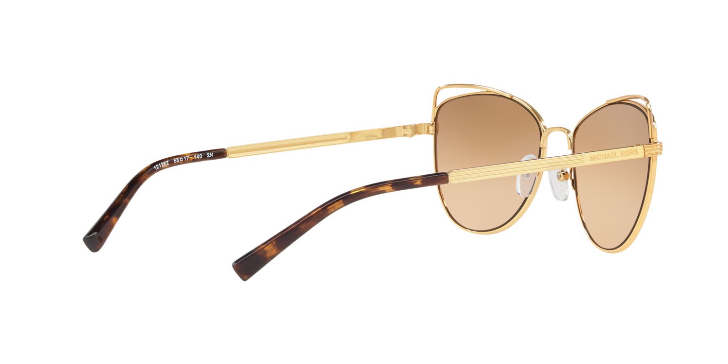 Sonnenbrillen Michael Kors St. Lucia MK 1035 (12128Z) farbe oro chiaro form cat-eye gläser flash argento e cachi