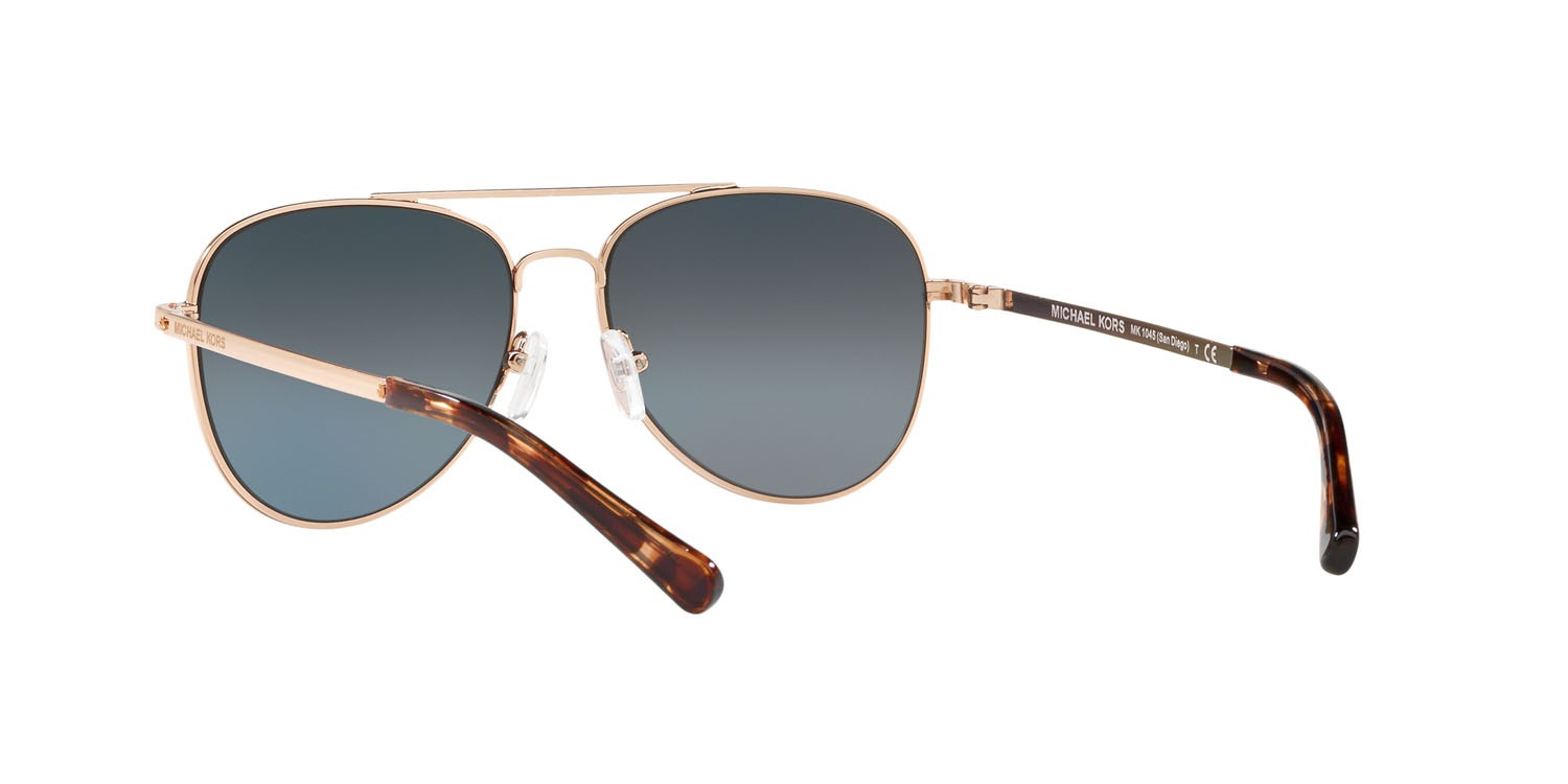 Sonnenbrillen Michael Kors San Diego MK 1045 (110882) farbe oro rose form aviator gläser grey mirror gradient silver polarized