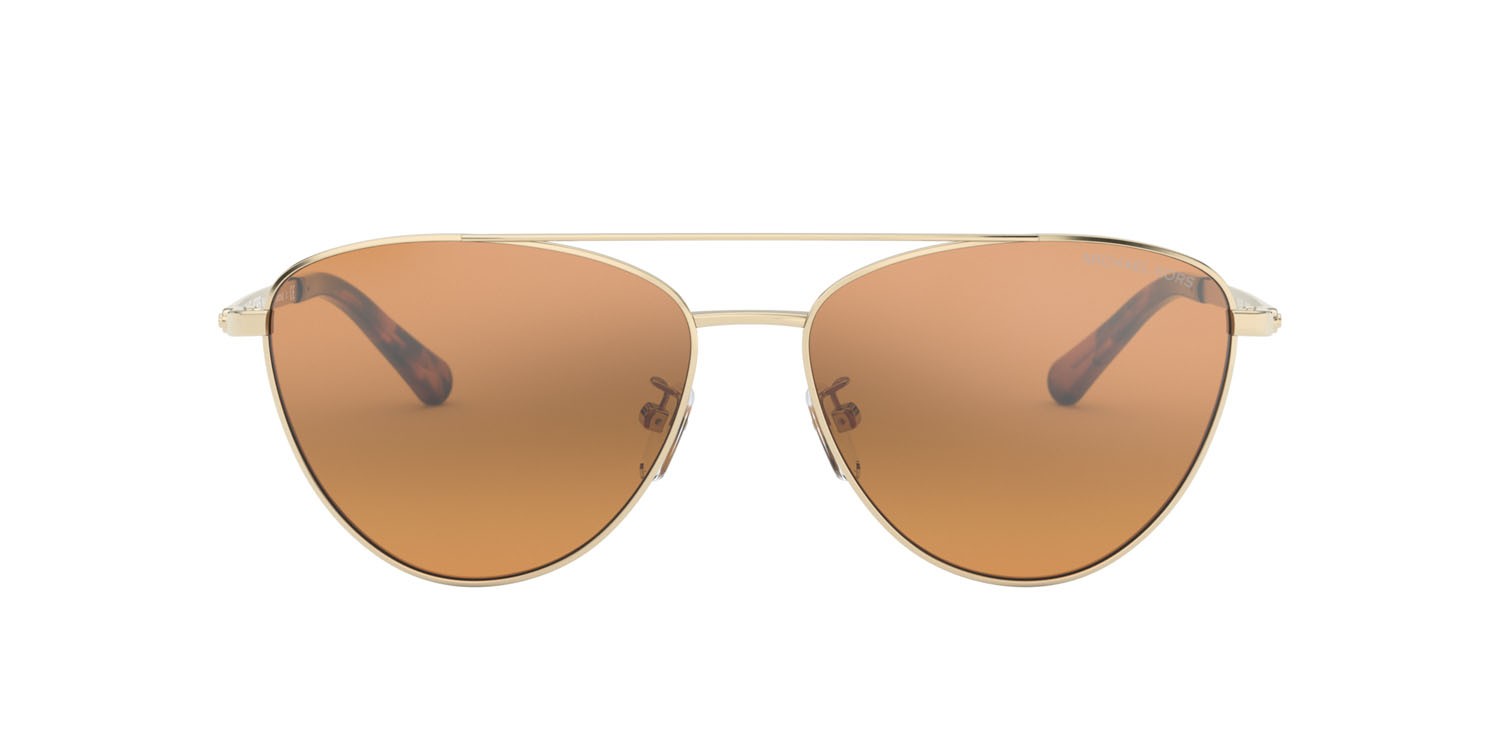 Sonnenbrillen Michael Kors Barcelona MK 1056 (10147H) farbe oro chiaro form aviator gläser arancione specchiato argento sfumato