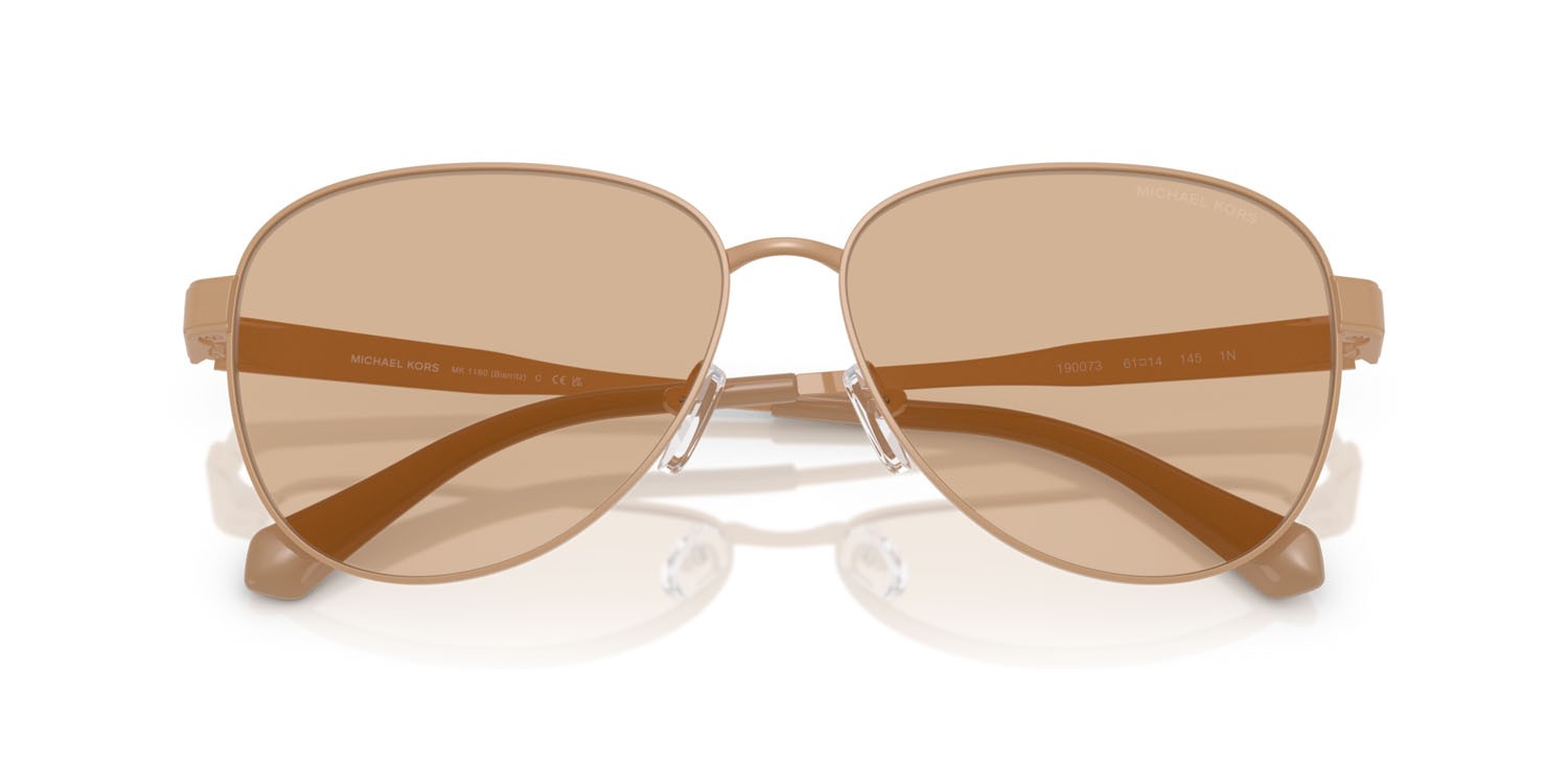 Occhiali da sole Michael Kors Biarritz MK 1160 (190073) colore cammello forma aviator lenti cammello tinta unita
