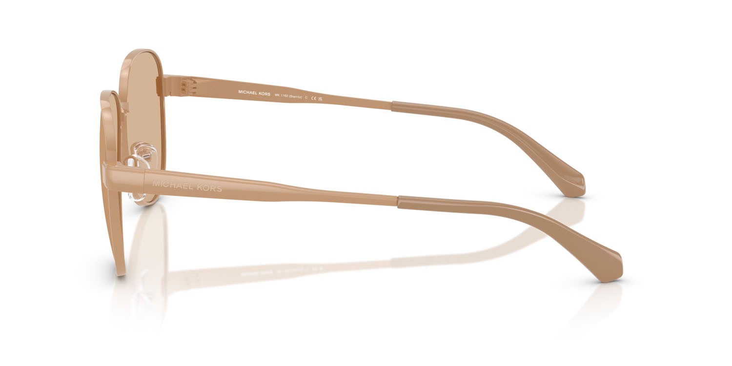 Occhiali da sole Michael Kors Biarritz MK 1160 (190073) colore cammello forma aviator lenti cammello tinta unita