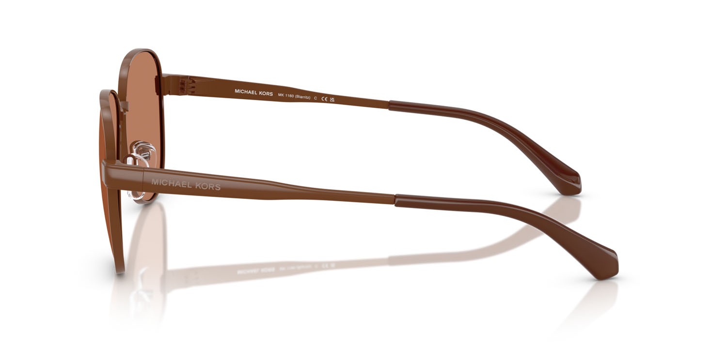 Occhiali da sole Michael Kors Biarritz MK 1160 (1902/3) colore nutmeg forma aviator lenti noce moscata tinta unita