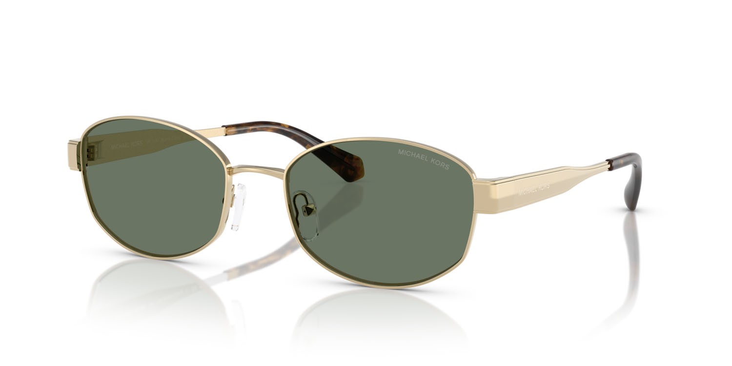 Occhiali da sole Michael Kors Monte Carlo MK 1161 (10143H) colore oro chiaro forma ovale lenti verde tinta unita