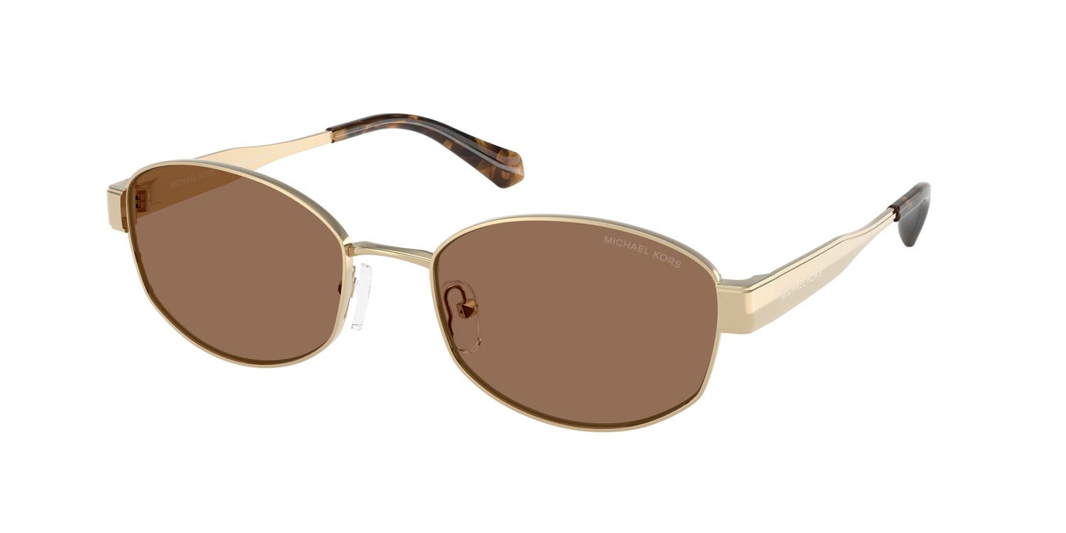 Occhiali da sole Michael Kors Monte Carlo MK 1161 (101473) colore oro chiaro forma ovale lenti marrone tinta unita