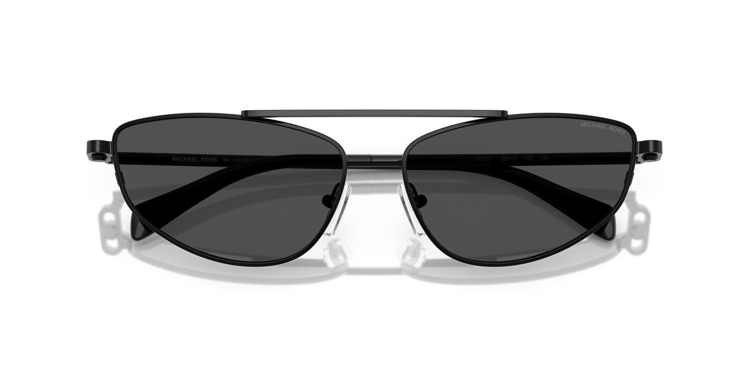 Occhiali da sole Michael Kors Buenos Aires MK 1164 (100587) colore nero lucido forma irregolare lenti grigio scuro tinta unita