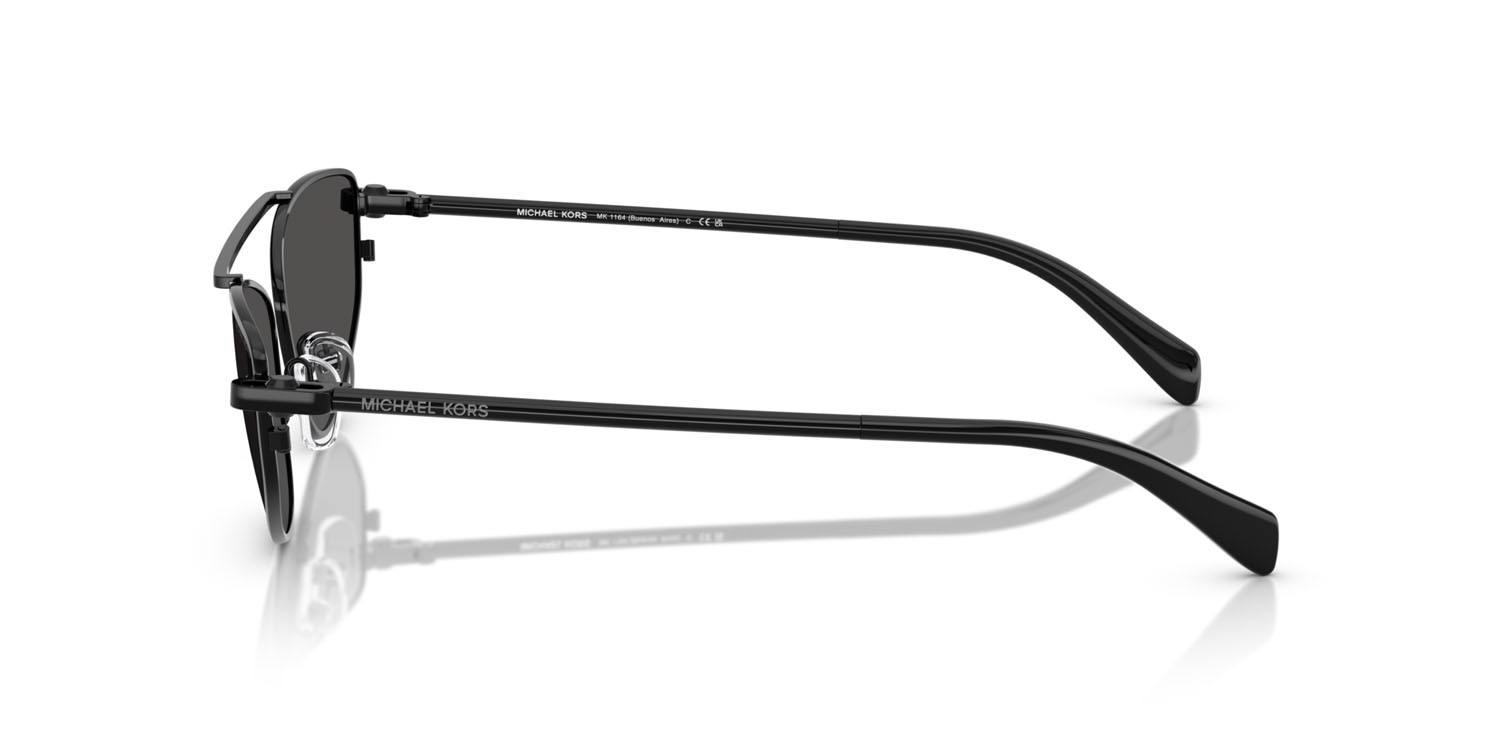 Occhiali da sole Michael Kors Buenos Aires MK 1164 (100587) colore nero lucido forma irregolare lenti grigio scuro tinta unita