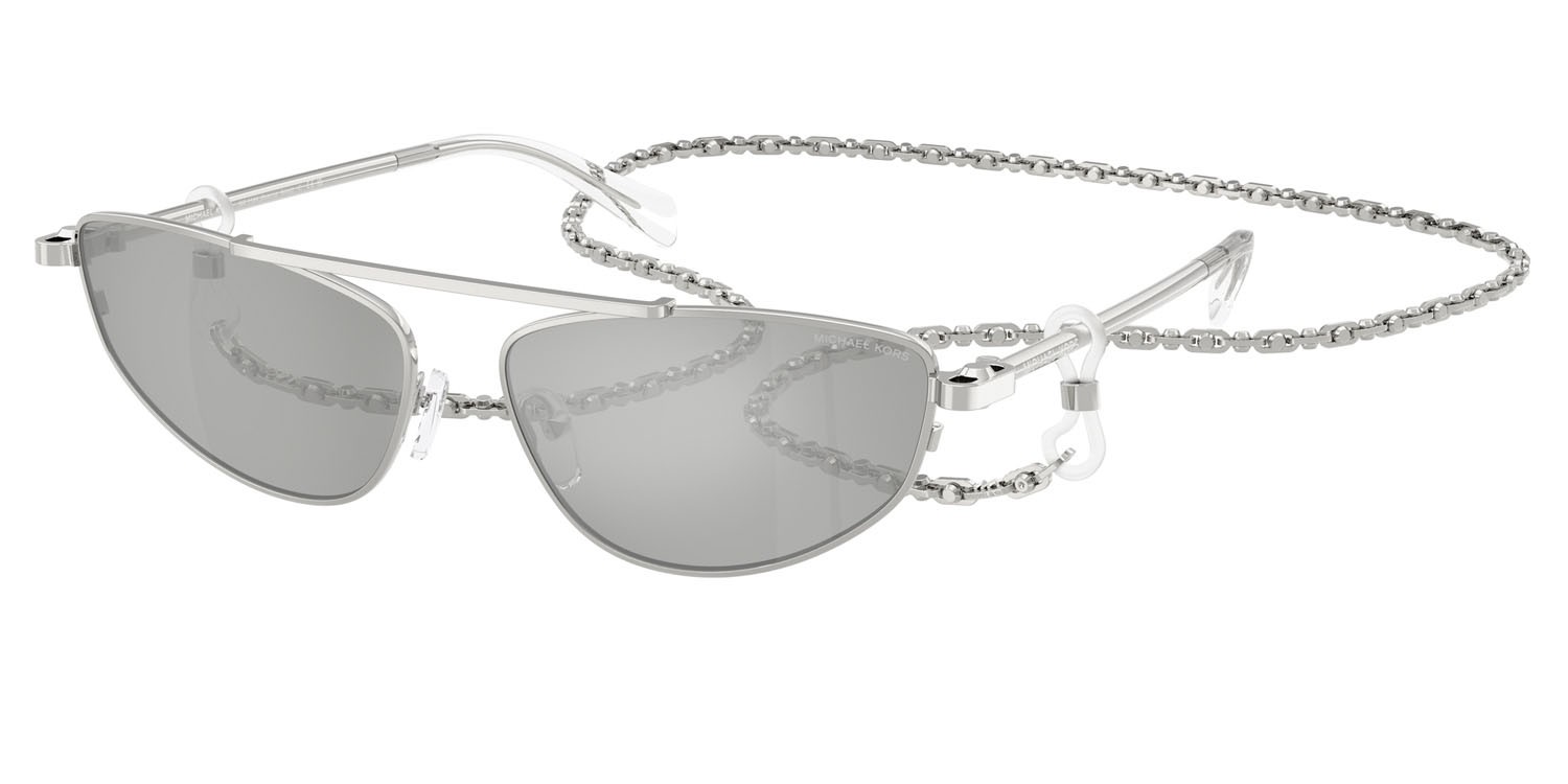 Sunglasses Michael Kors Buenos Aires MK 1164 (19038V) color argento lucido shape irregular lenses argento specchiato