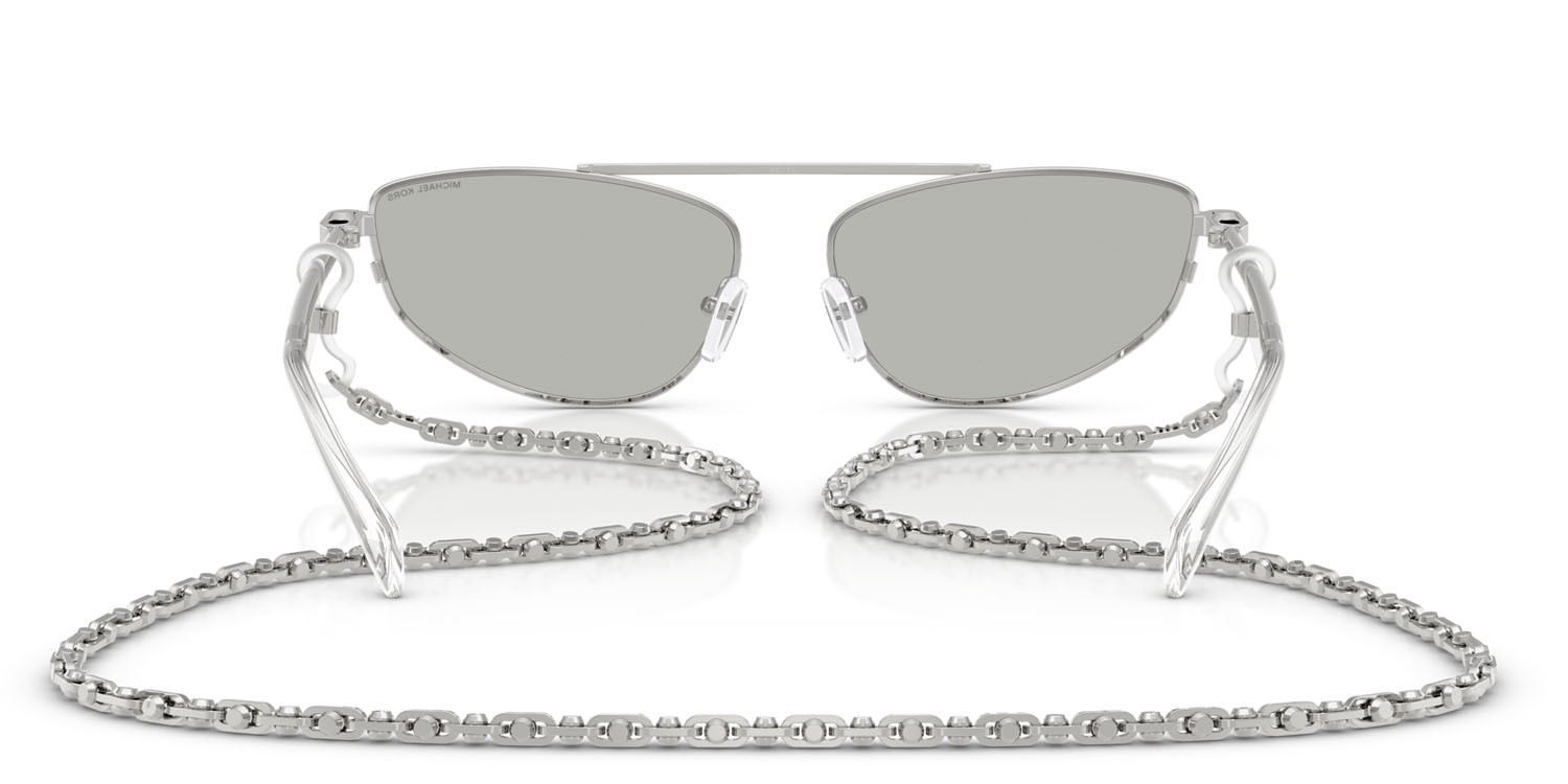 Sunglasses Michael Kors Buenos Aires MK 1164 (19038V) color argento lucido shape irregular lenses argento specchiato