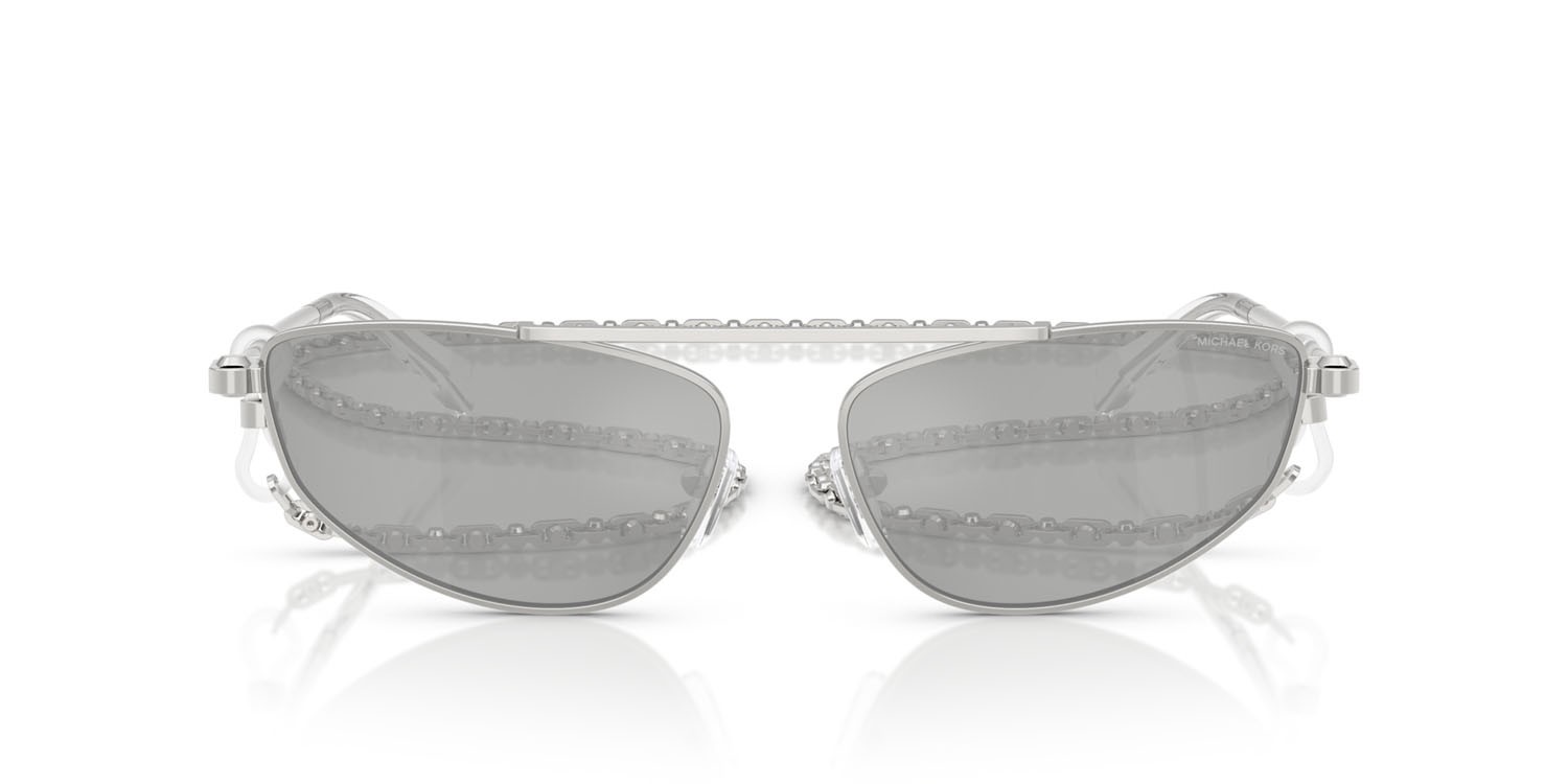 Sunglasses Michael Kors Buenos Aires MK 1164 (19038V) color argento lucido shape irregular lenses argento specchiato
