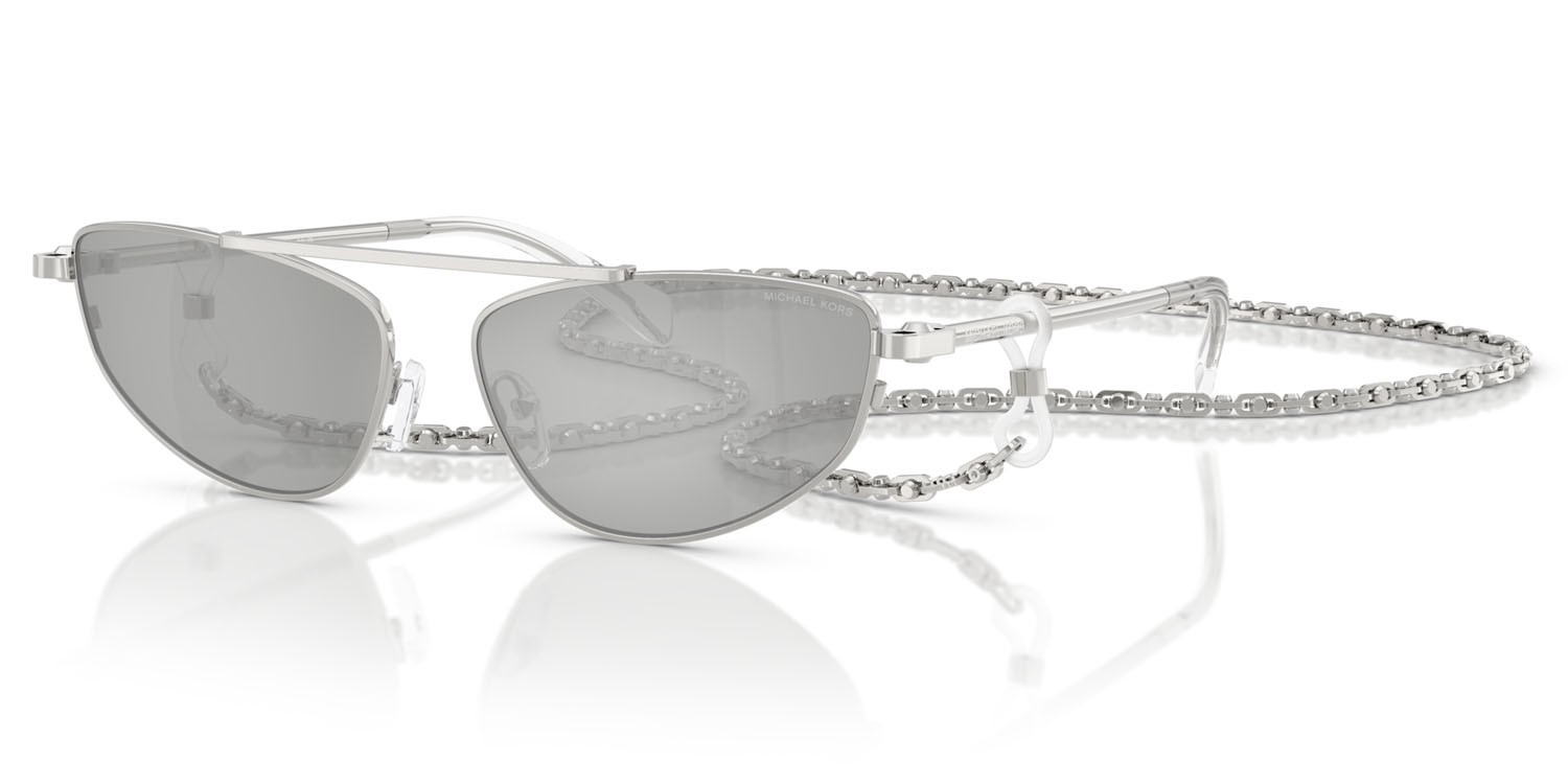 Sunglasses Michael Kors Buenos Aires MK 1164 (19038V) color argento lucido shape irregular lenses argento specchiato