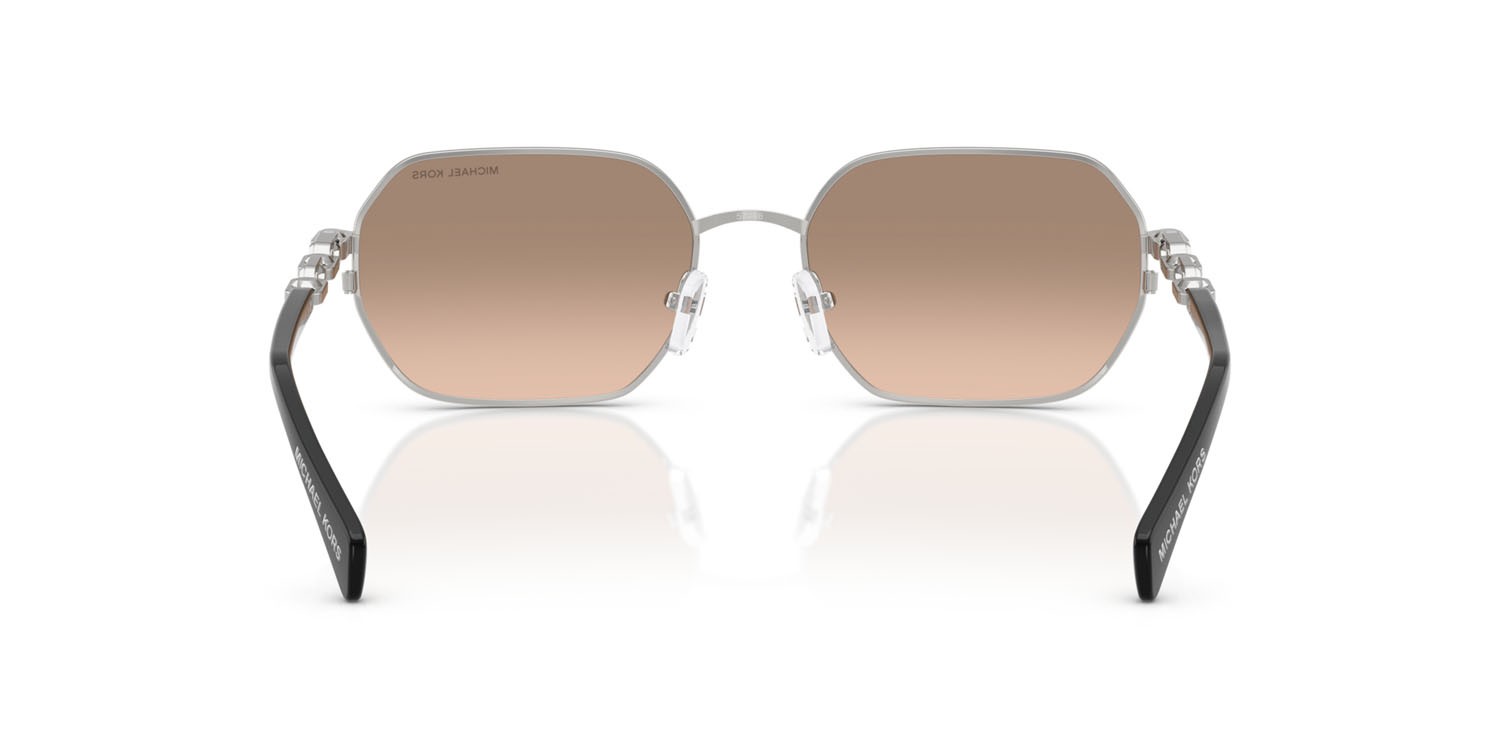 Occhiali da sole Michael Kors Saint Martin MK 1165 (18933D) colore argento lucido forma irregolare lenti kaki argento sfumato