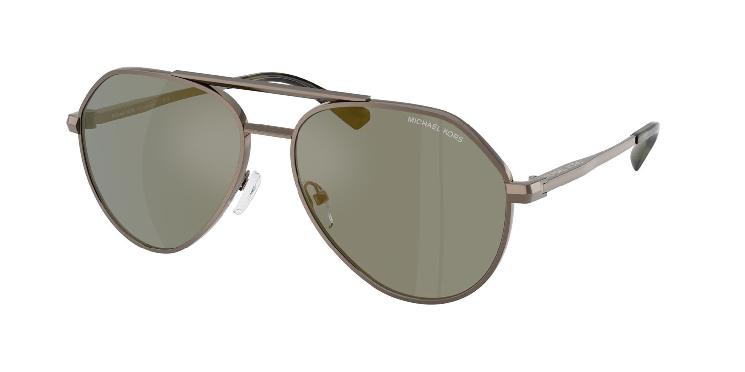 Occhiali da sole Michael Kors Brentwood MK 1168 (10014T) colore husk opaco forma aviator lenti olive mirror