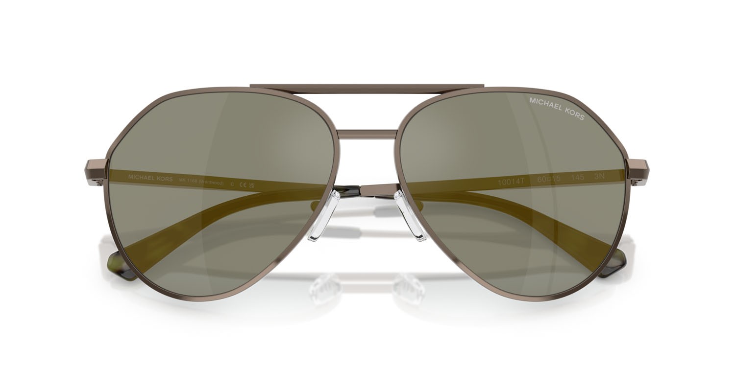 Occhiali da sole Michael Kors Brentwood MK 1168 (10014T) colore husk opaco forma aviator lenti olive mirror