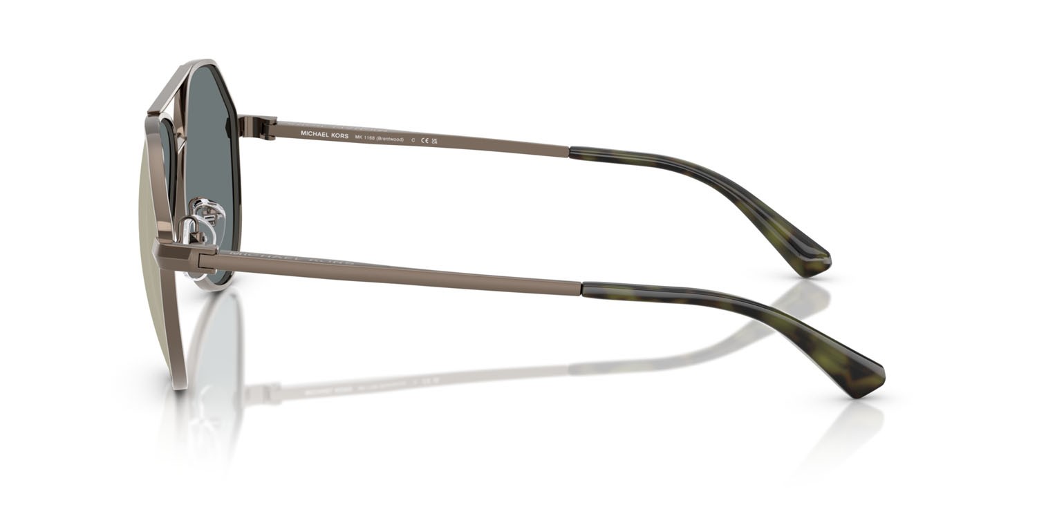 Occhiali da sole Michael Kors Brentwood MK 1168 (10014T) colore husk opaco forma aviator lenti olive mirror