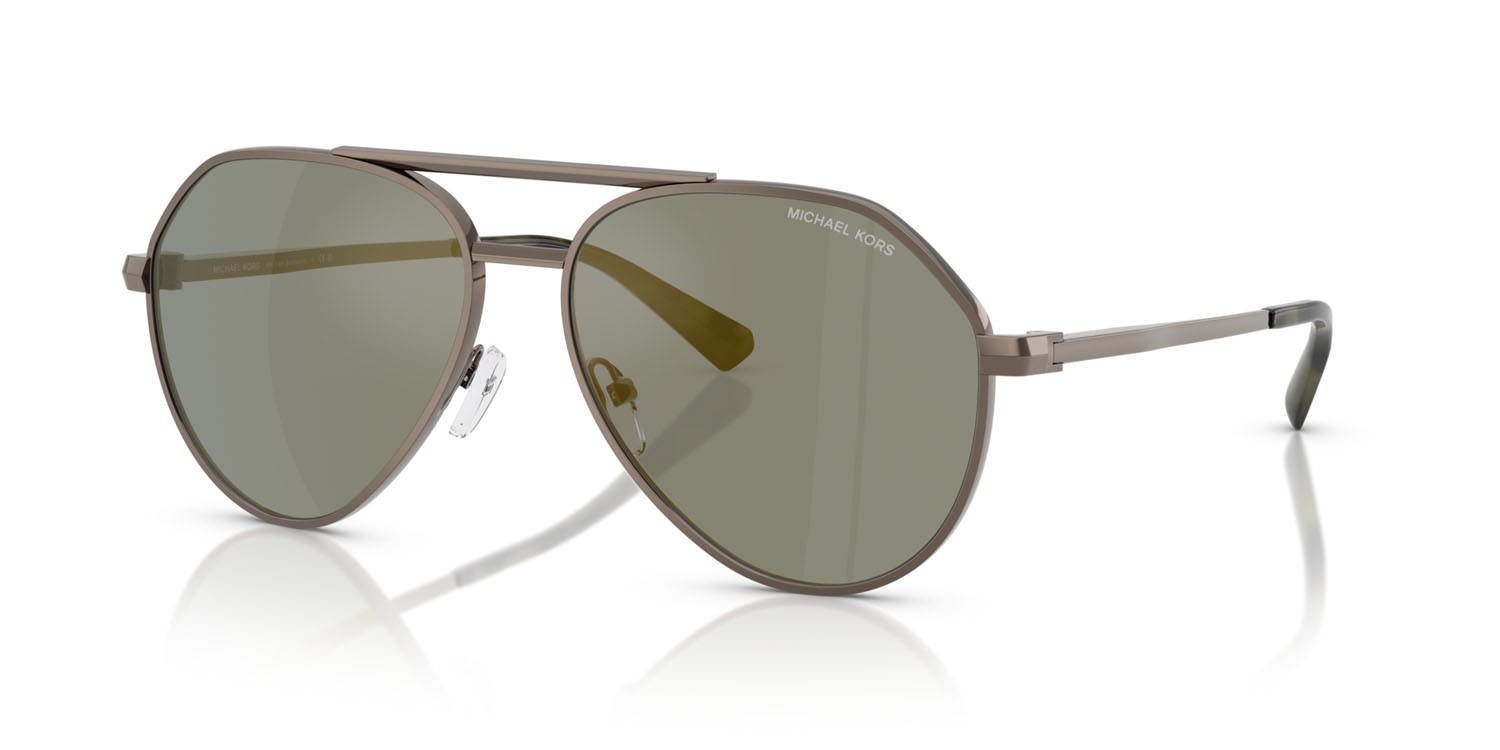 Occhiali da sole Michael Kors Brentwood MK 1168 (10014T) colore husk opaco forma aviator lenti olive mirror