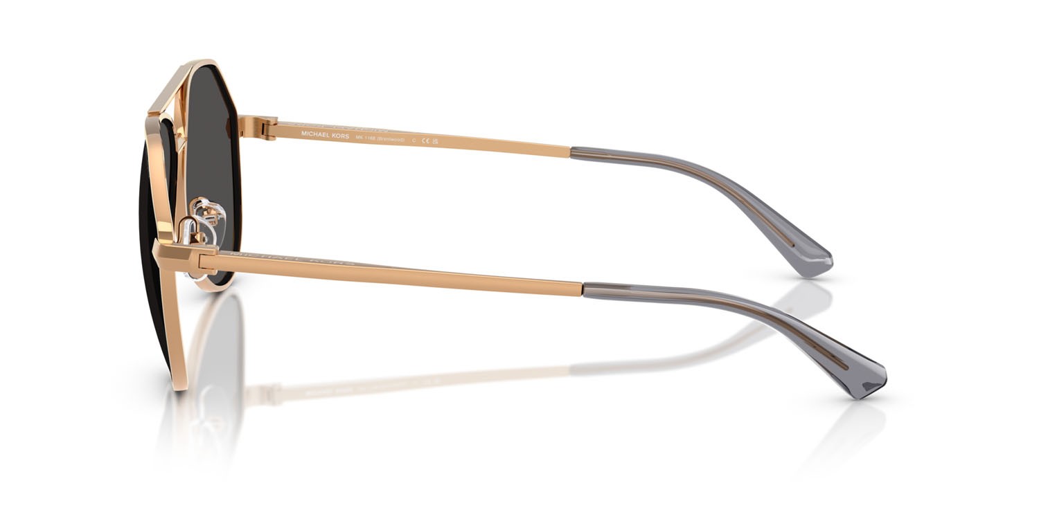 Occhiali da sole Michael Kors Brentwood MK 1168 (189987) colore beige gold forma aviator lenti grigio scuro tinta unita