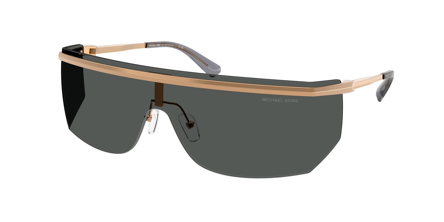 Occhiali da sole Michael Kors Palisades MK 1169 (189987) colore beige gold forma irregolare lenti grigio scuro tinta unita