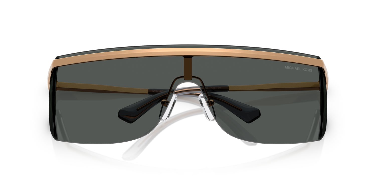 Occhiali da sole Michael Kors Palisades MK 1169 (189987) colore beige gold forma irregolare lenti grigio scuro tinta unita