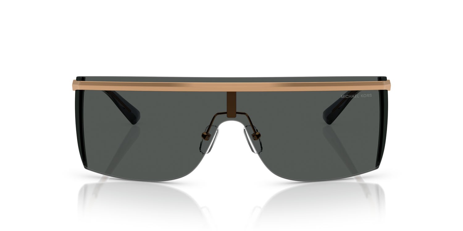 Occhiali da sole Michael Kors Palisades MK 1169 (189987) colore beige gold forma irregolare lenti grigio scuro tinta unita