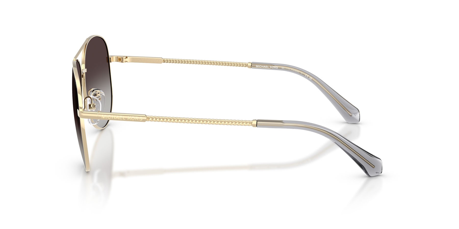 Occhiali da sole Michael Kors Perledo MK 1172 (10148G) colore oro chiaro forma aviator lenti sfumato grigio