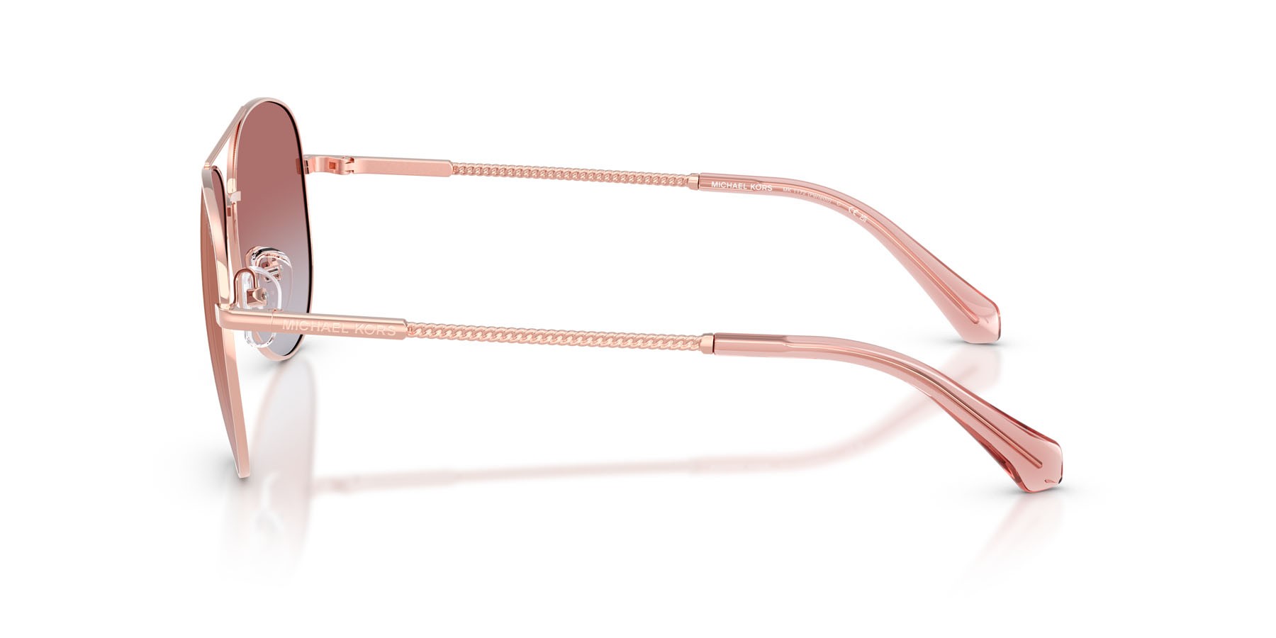 Occhiali da sole Michael Kors Perledo MK 1172 (11086F) colore oro rose forma aviator lenti rosa sfumato rosa a specchio