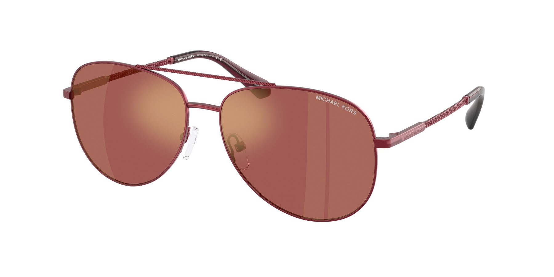 Occhiali da sole Michael Kors Perledo MK 1172 (1904E4) colore bordeaux forma aviator lenti vinaccia