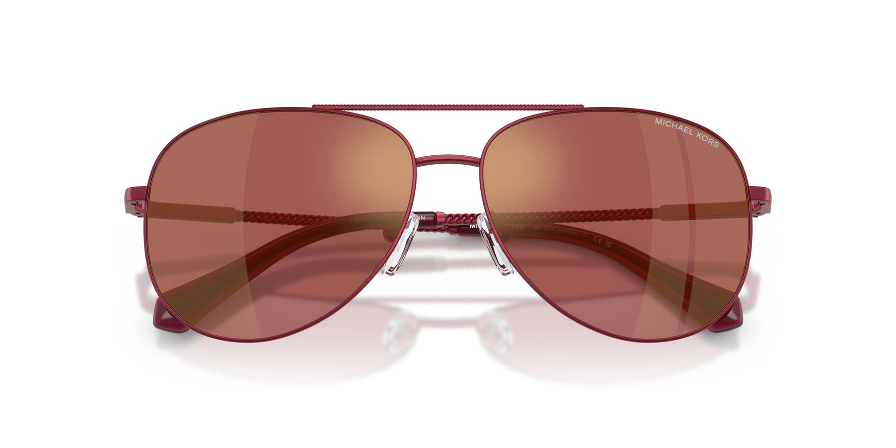 Occhiali da sole Michael Kors Perledo MK 1172 (1904E4) colore bordeaux forma aviator lenti vinaccia