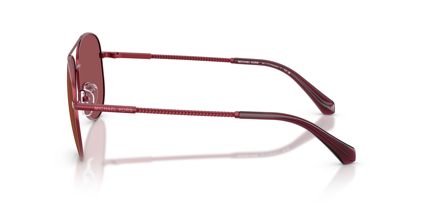 Occhiali da sole Michael Kors Perledo MK 1172 (1904E4) colore bordeaux forma aviator lenti vinaccia