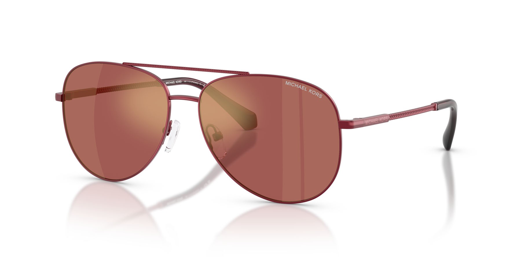 Occhiali da sole Michael Kors Perledo MK 1172 (1904E4) colore bordeaux forma aviator lenti vinaccia