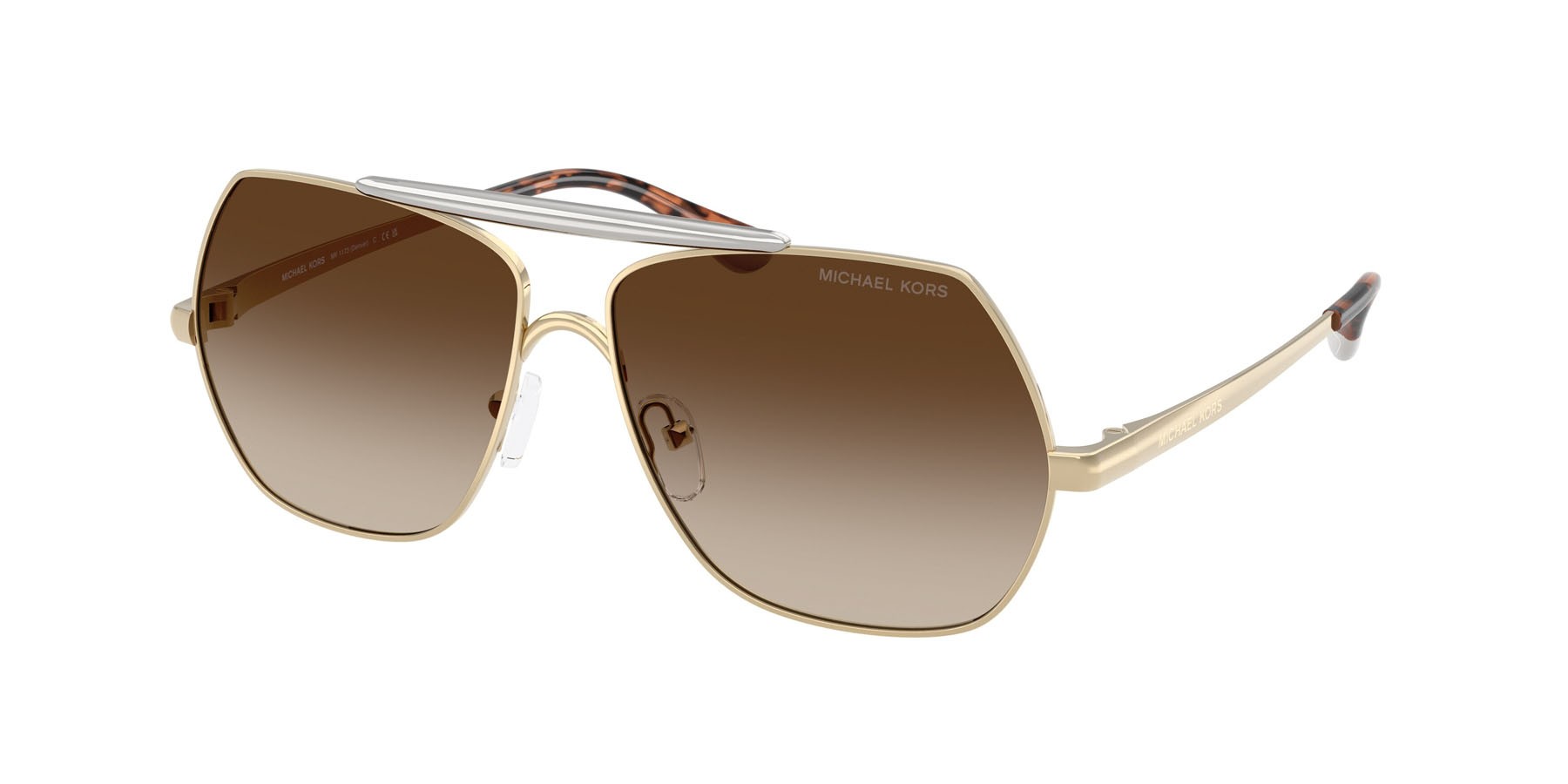 Occhiali da sole Michael Kors Denver MK 1173 (101413) colore oro chiaro forma aviator lenti grigio fumo sfumato