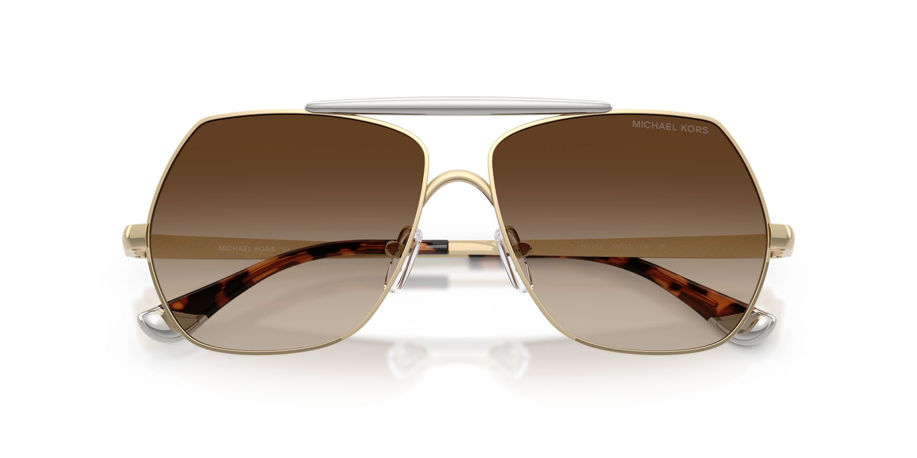 Occhiali da sole Michael Kors Denver MK 1173 (101413) colore oro chiaro forma aviator lenti grigio fumo sfumato