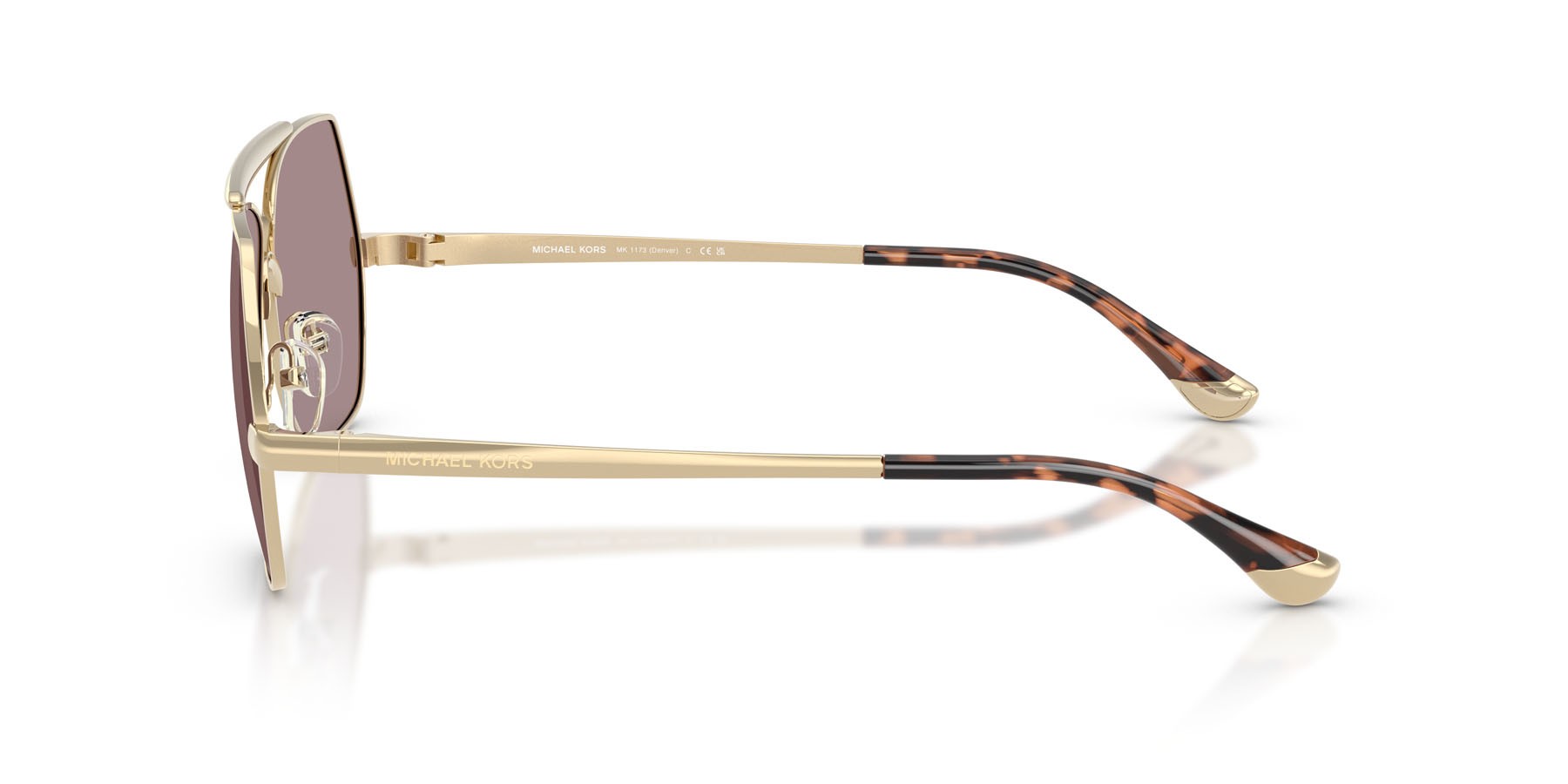Occhiali da sole Michael Kors Denver MK 1173 (1014LA) colore oro chiaro forma aviator lenti viola tinta unita