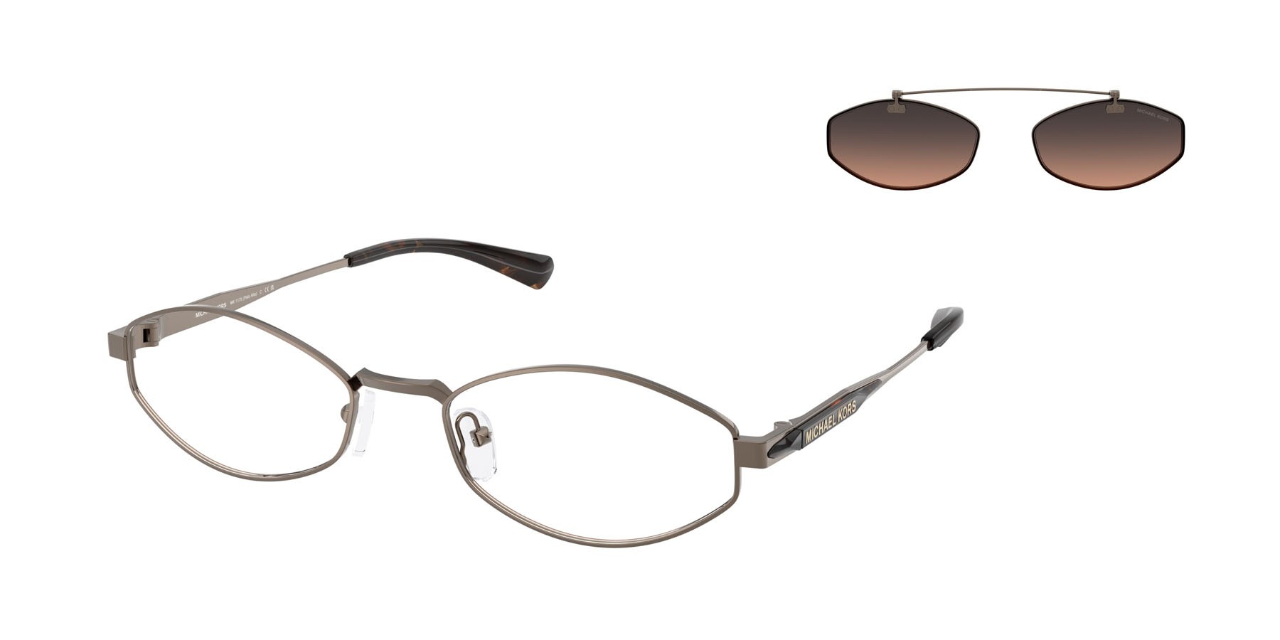 Occhiali da sole Michael Kors Palo Alto MK 1175 (19070L) colore husk opaco forma ovale lenti marrone sfumato