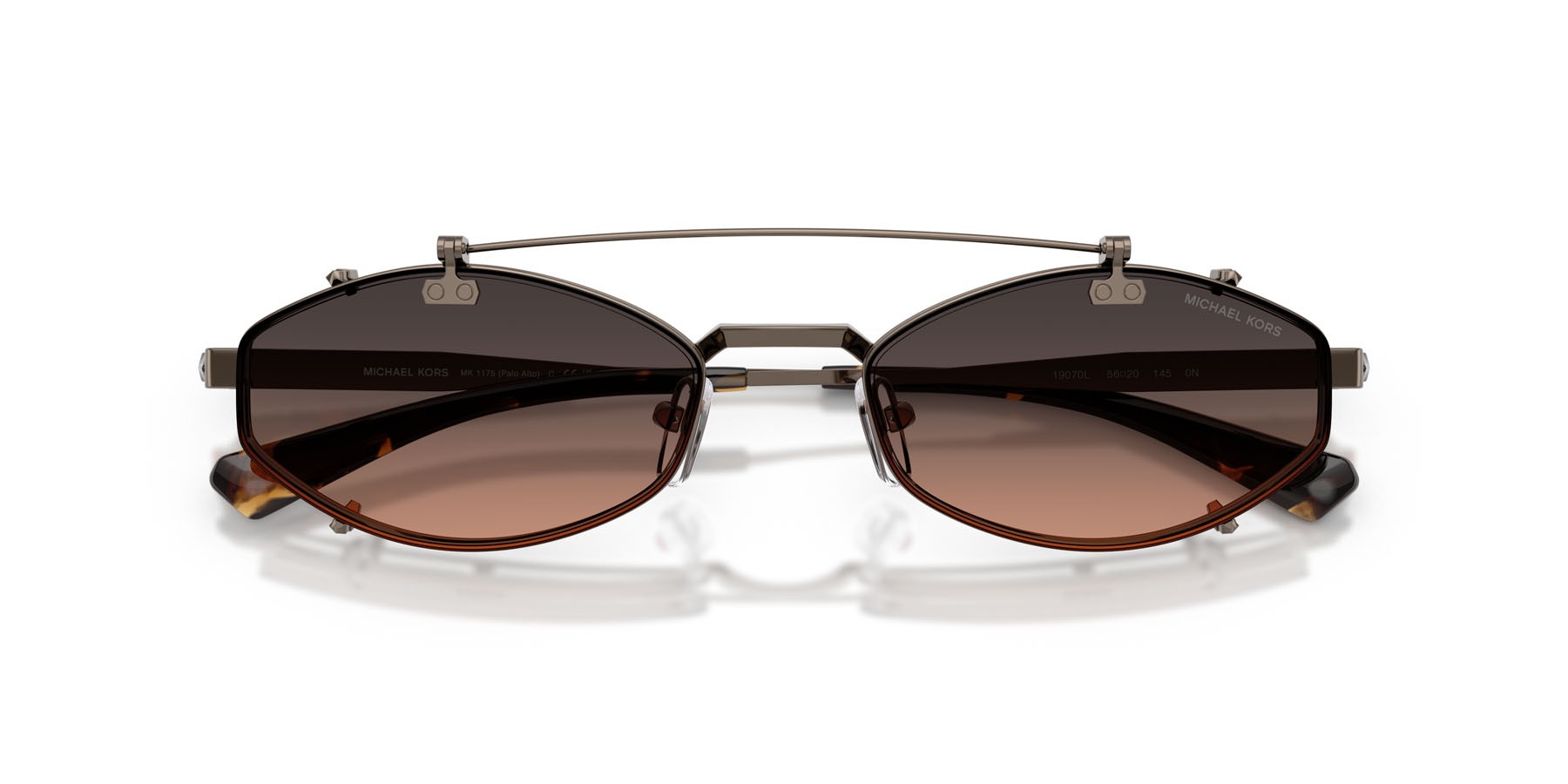 Occhiali da sole Michael Kors Palo Alto MK 1175 (19070L) colore husk opaco forma ovale lenti marrone sfumato