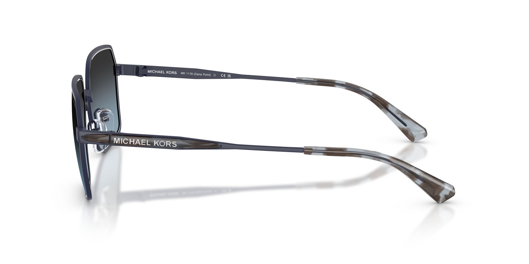 Occhiali da sole Michael Kors Dana Point MK 1176 (1207V1) colore blu navy opaco forma quadrato lenti blu sfumato