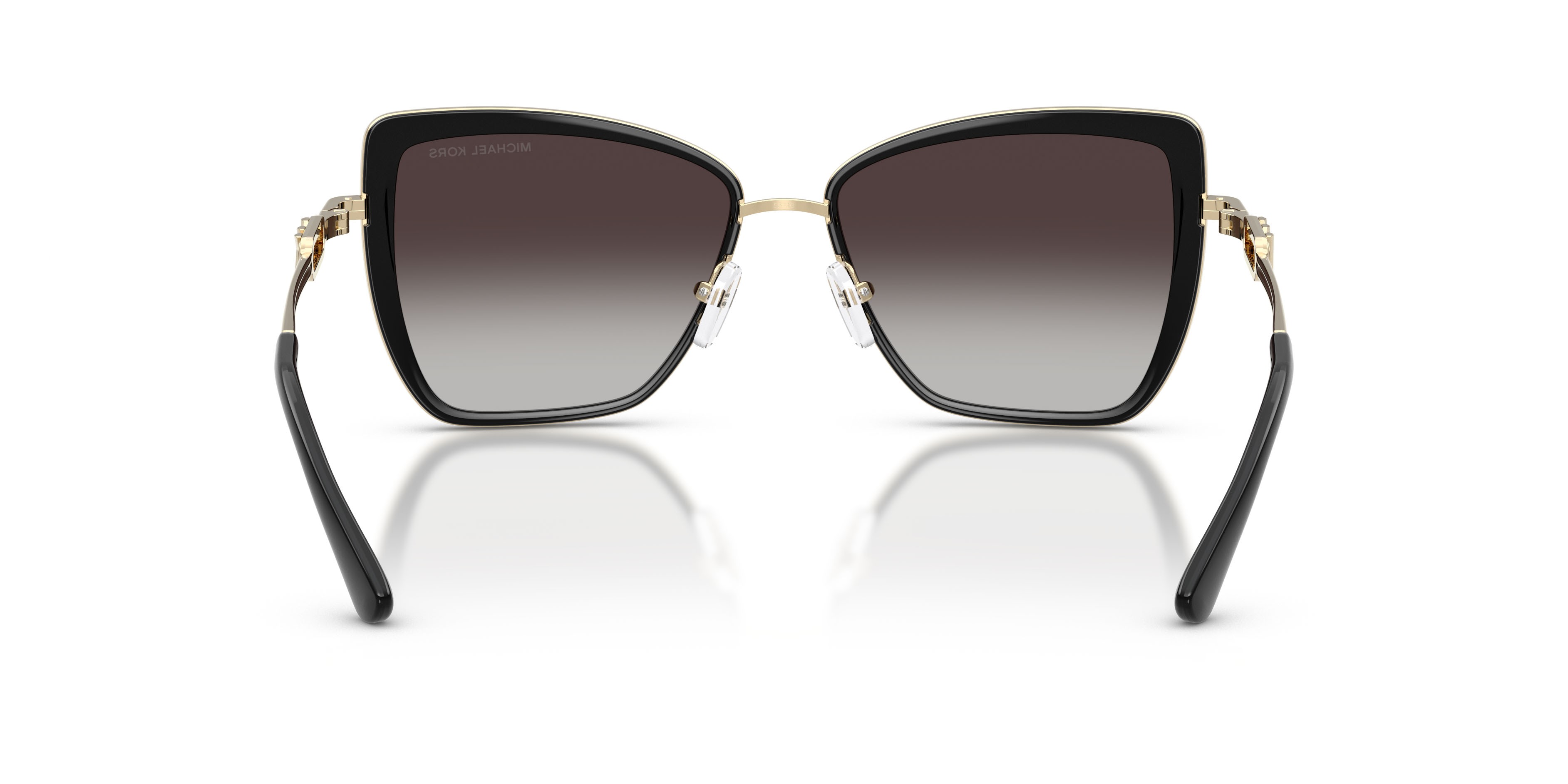 Occhiali da sole Michael Kors Sea Island MK 1178 (30058G) colore nero forma farfalla lenti grigio chiaro sfumato nero