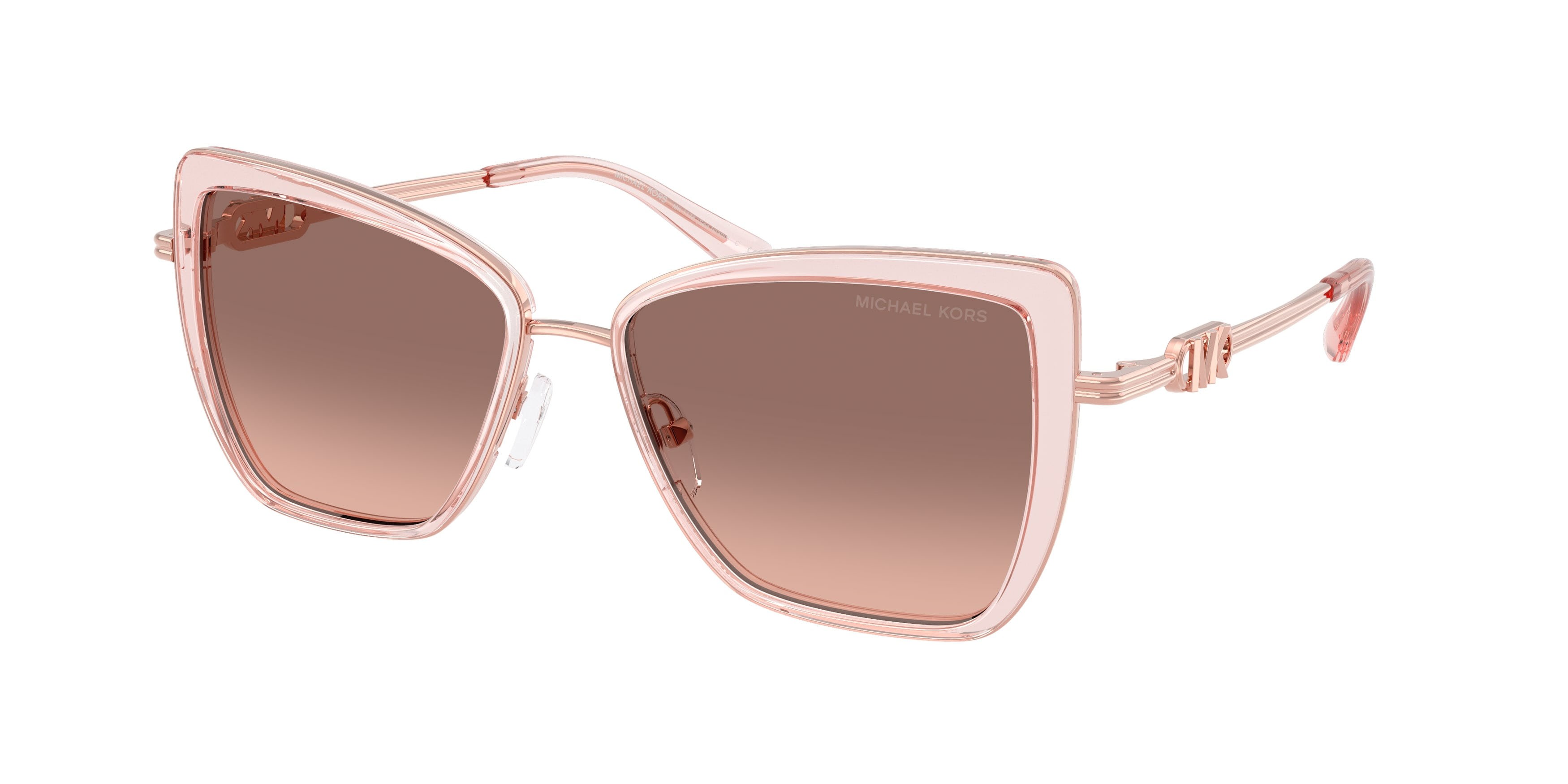 Occhiali da sole Michael Kors Sea Island MK 1178 (310113) colore rosa trasparente forma farfalla lenti sfumato grigio