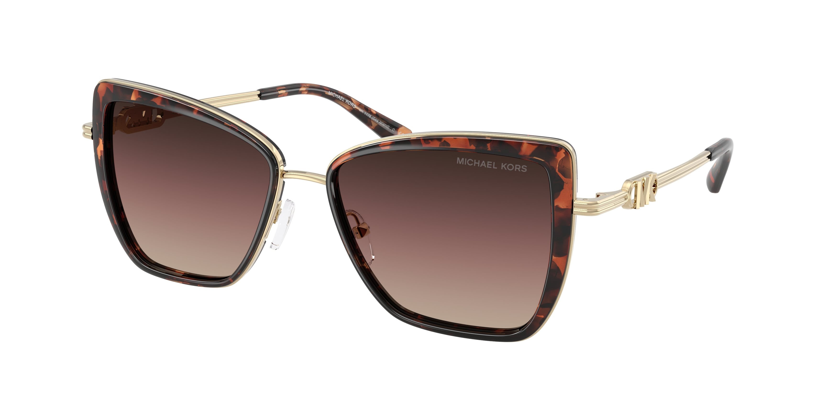 Occhiali da sole Michael Kors Sea Island MK 1178 (4031E2) colore luggage tortoise forma farfalla lenti marrone sfumato