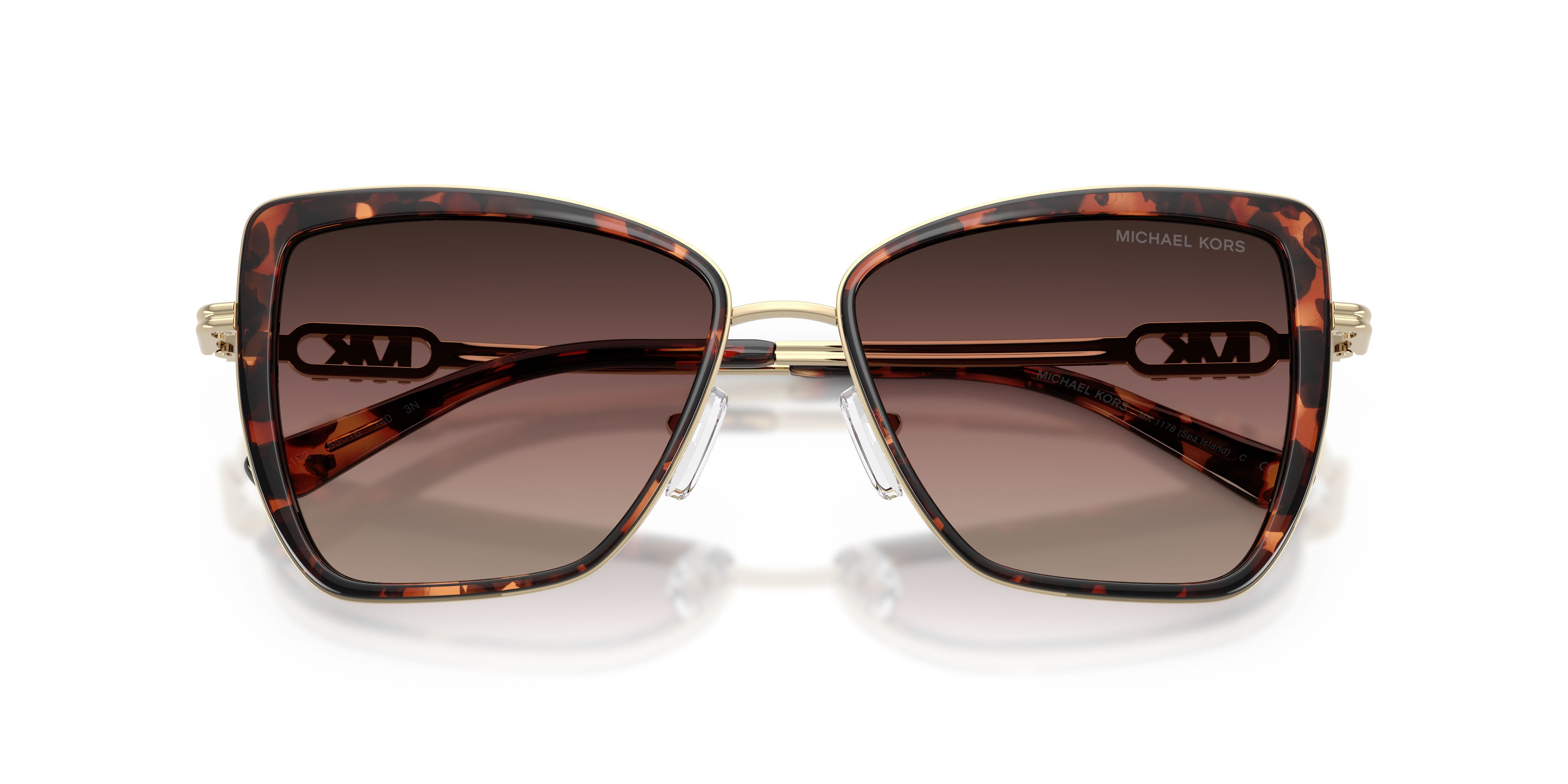 Occhiali da sole Michael Kors Sea Island MK 1178 (4031E2) colore luggage tortoise forma farfalla lenti marrone sfumato