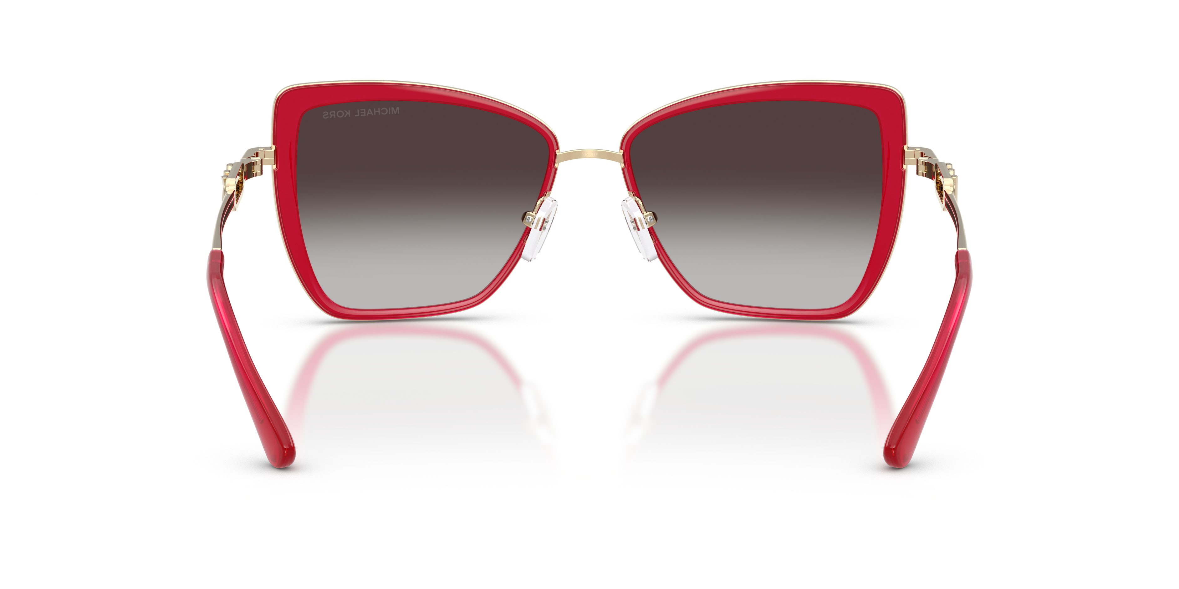 Occhiali da sole Michael Kors Sea Island MK 1178 (40578G) colore lampone forma farfalla lenti grigio chiaro sfumato nero