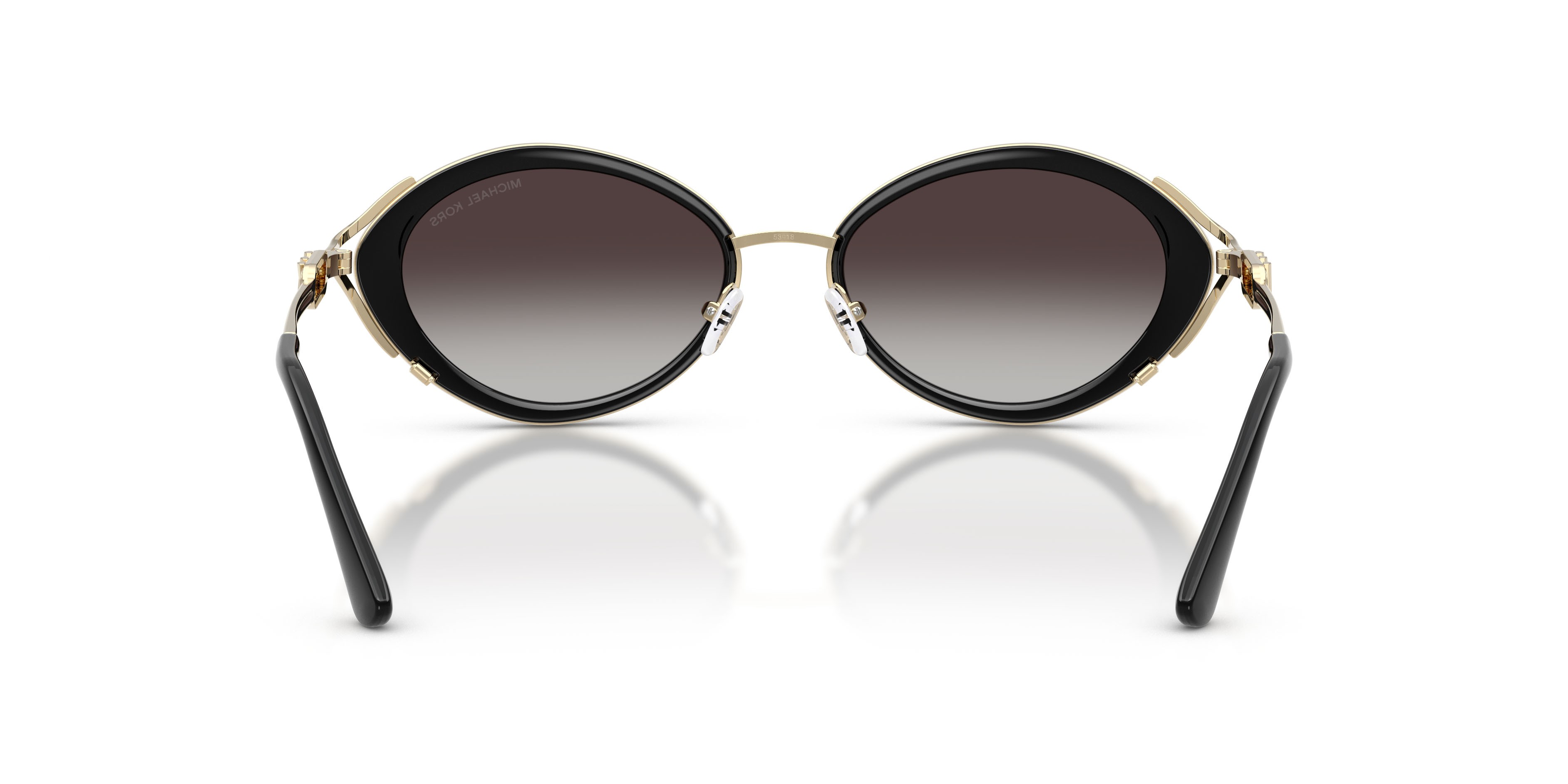 Occhiali da sole Michael Kors Key West MK 1179 (30058G) colore nero forma ovale lenti grigio chiaro sfumato nero