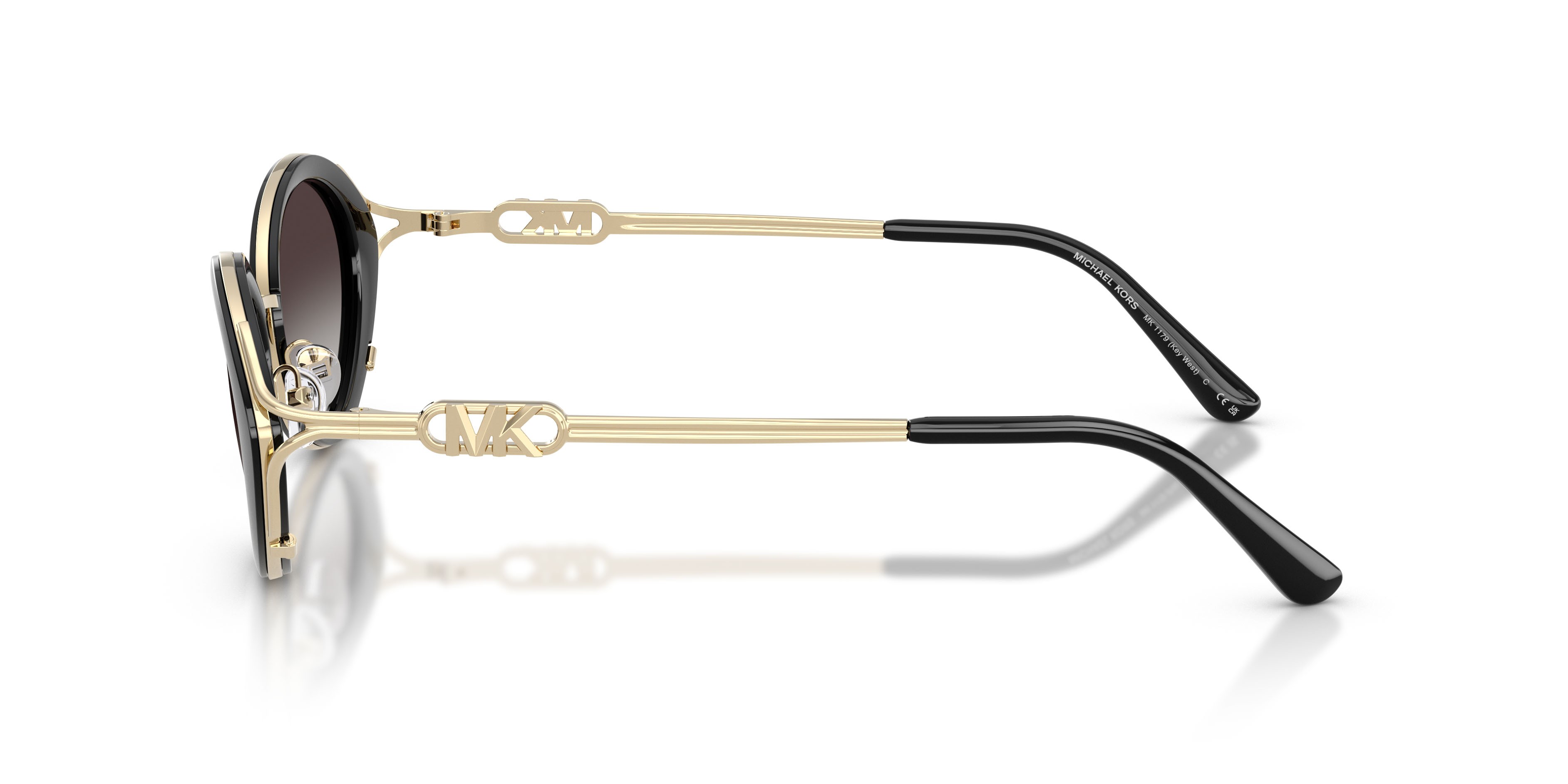 Occhiali da sole Michael Kors Key West MK 1179 (30058G) colore nero forma ovale lenti grigio chiaro sfumato nero