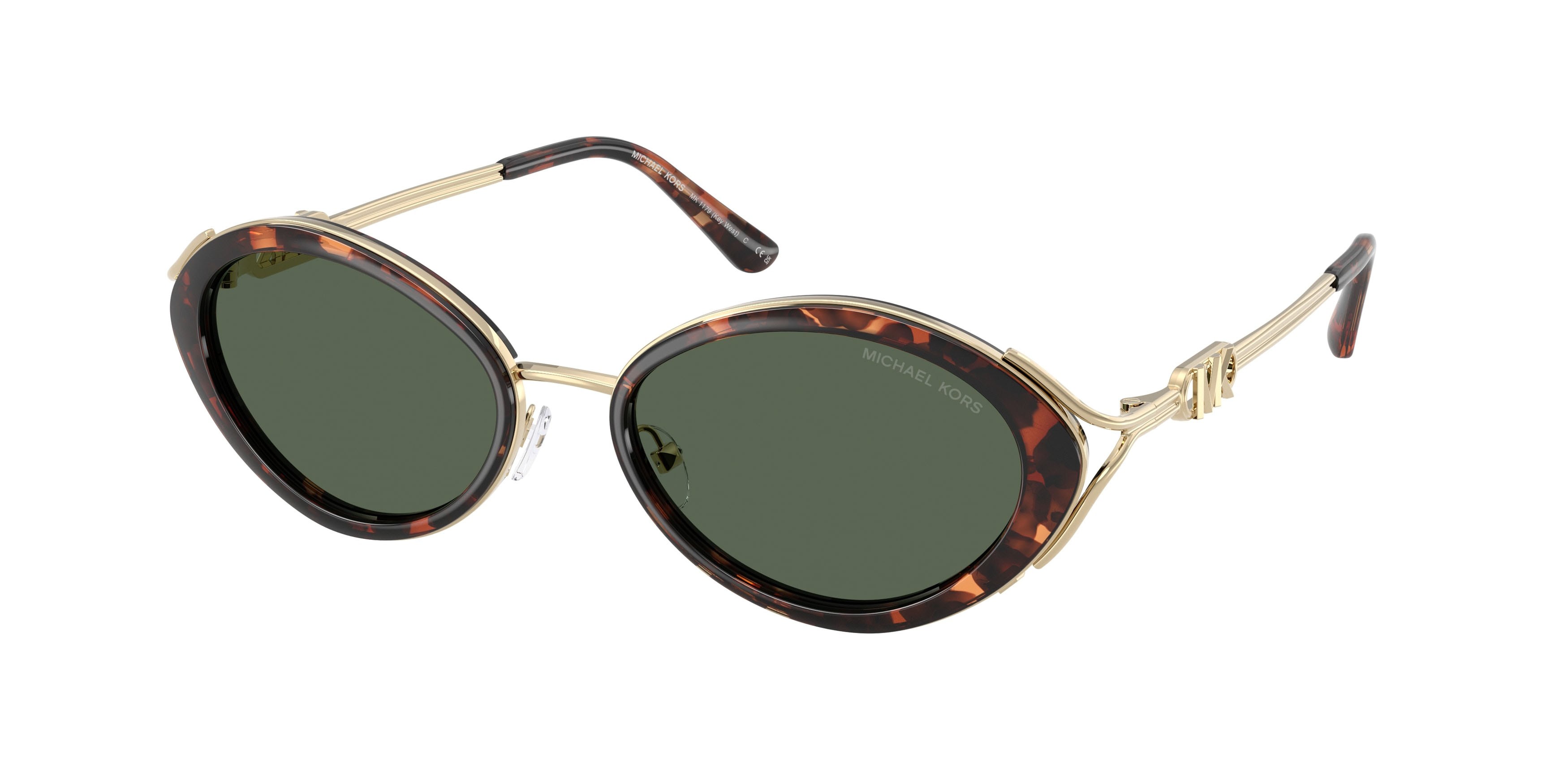 Occhiali da sole Michael Kors Key West MK 1179 (403171) colore luggage tortoise forma ovale lenti verde
