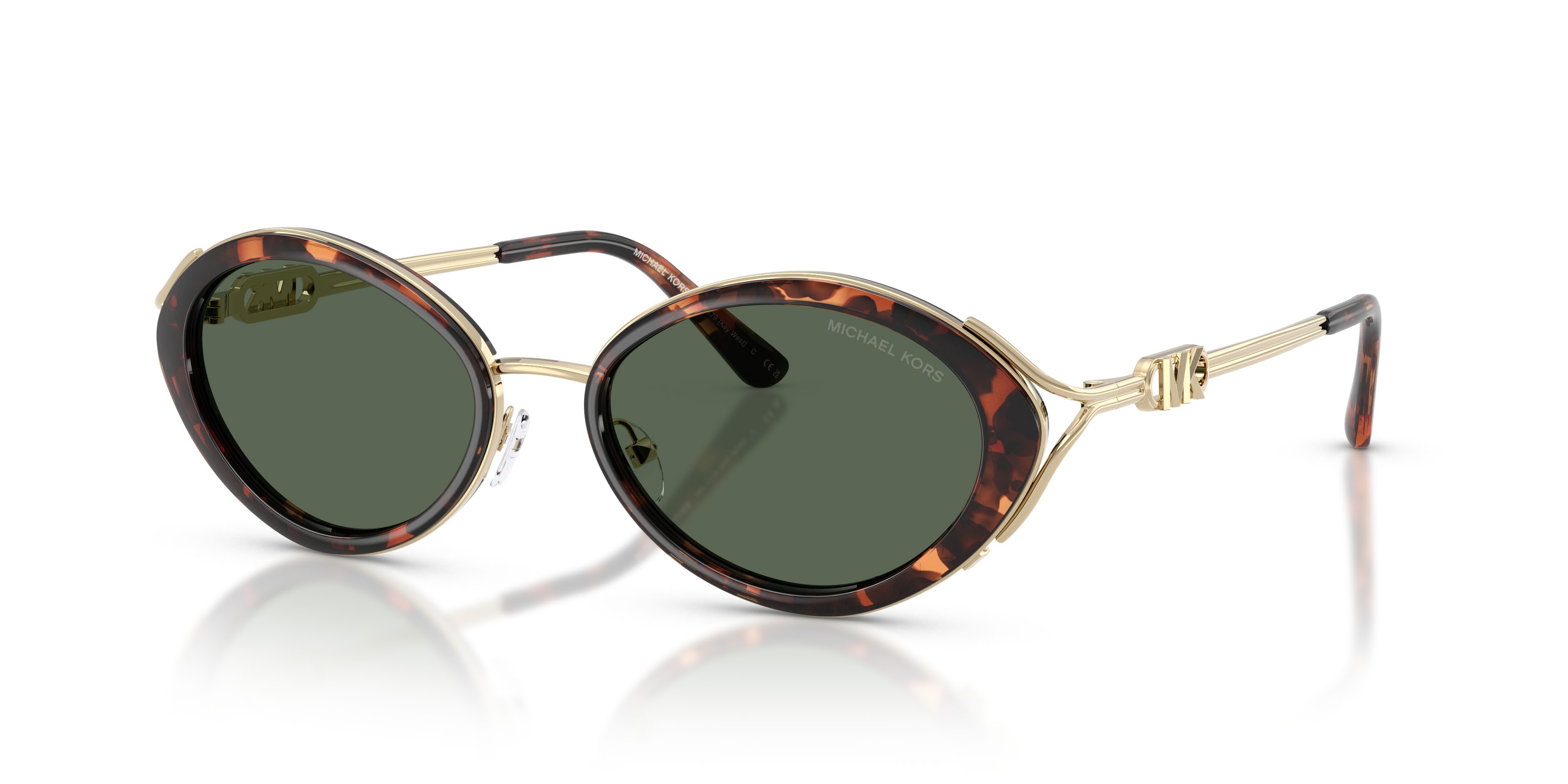 Occhiali da sole Michael Kors Key West MK 1179 (403171) colore luggage tortoise forma ovale lenti verde