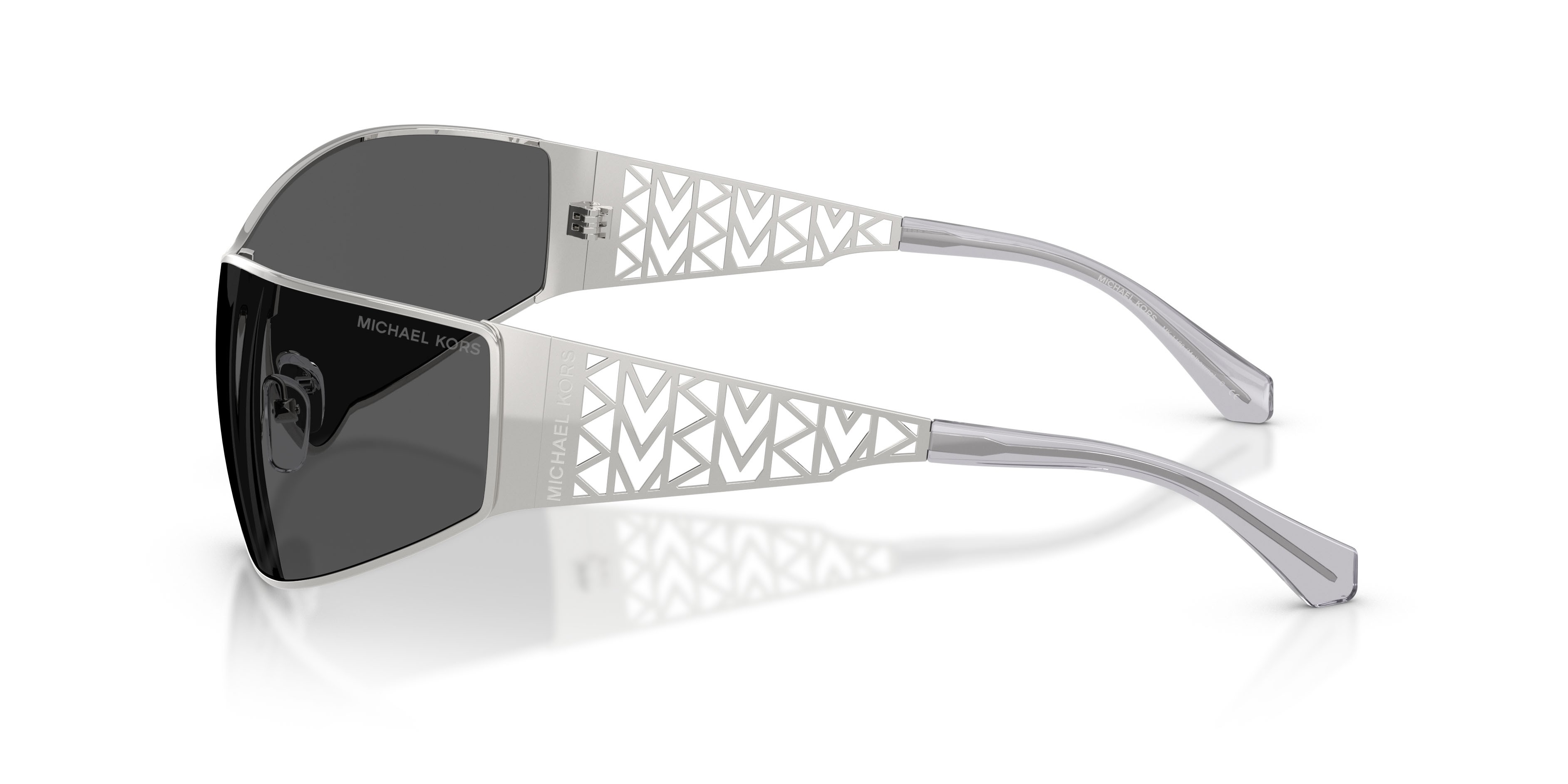 Occhiali da sole Michael Kors Melbourne MK 1180 (1014AK) colore argento forma rettangolare lenti grigio