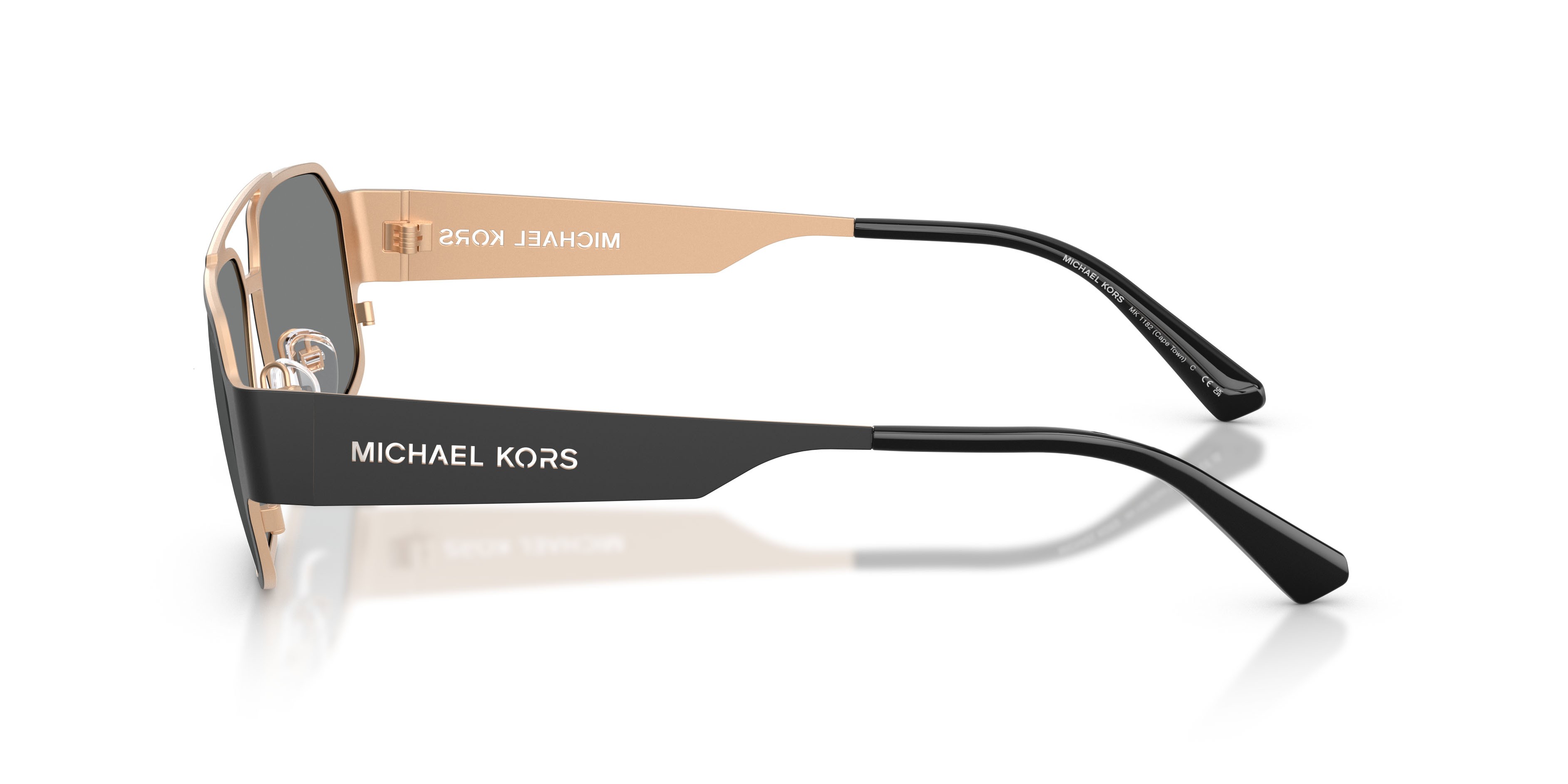 Occhiali da sole Michael Kors Cape Town MK 1182 (100587) colore nero opaco forma rettangolare lenti grigio scuro