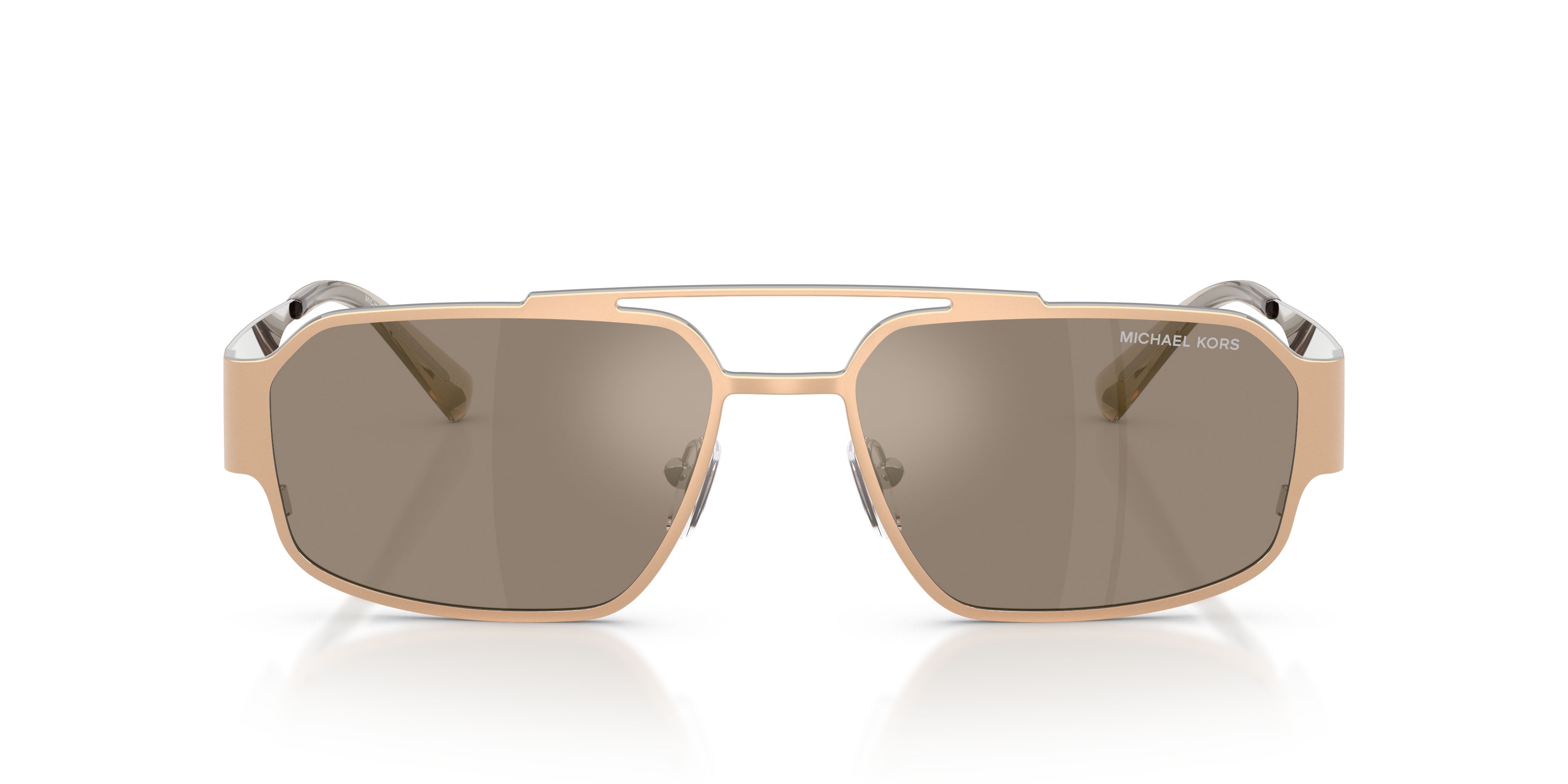 Occhiali da sole Michael Kors Cape Town MK 1182 (10145A) colore oro opaco forma rettangolare lenti specchiata argento/marrone