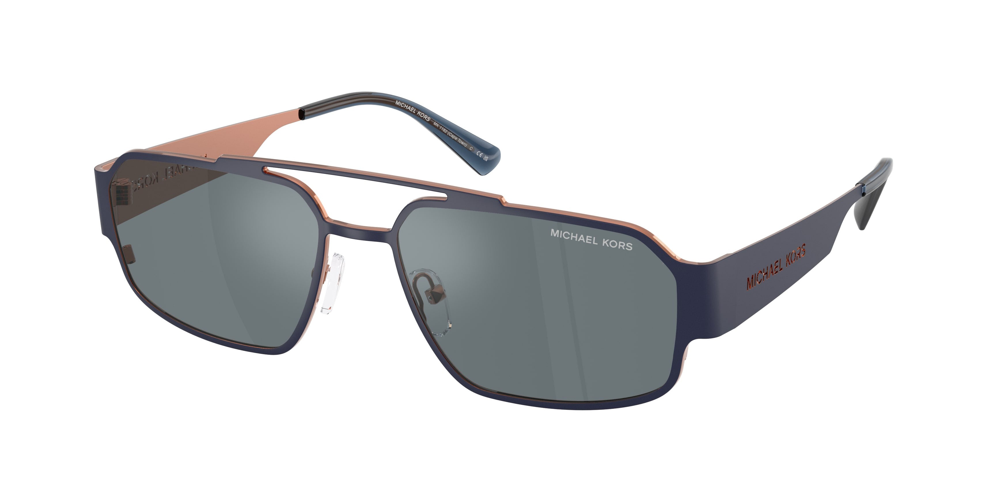 Occhiali da sole Michael Kors Cape Town MK 1182 (12076G) colore blu navy forma rettangolare lenti grigio